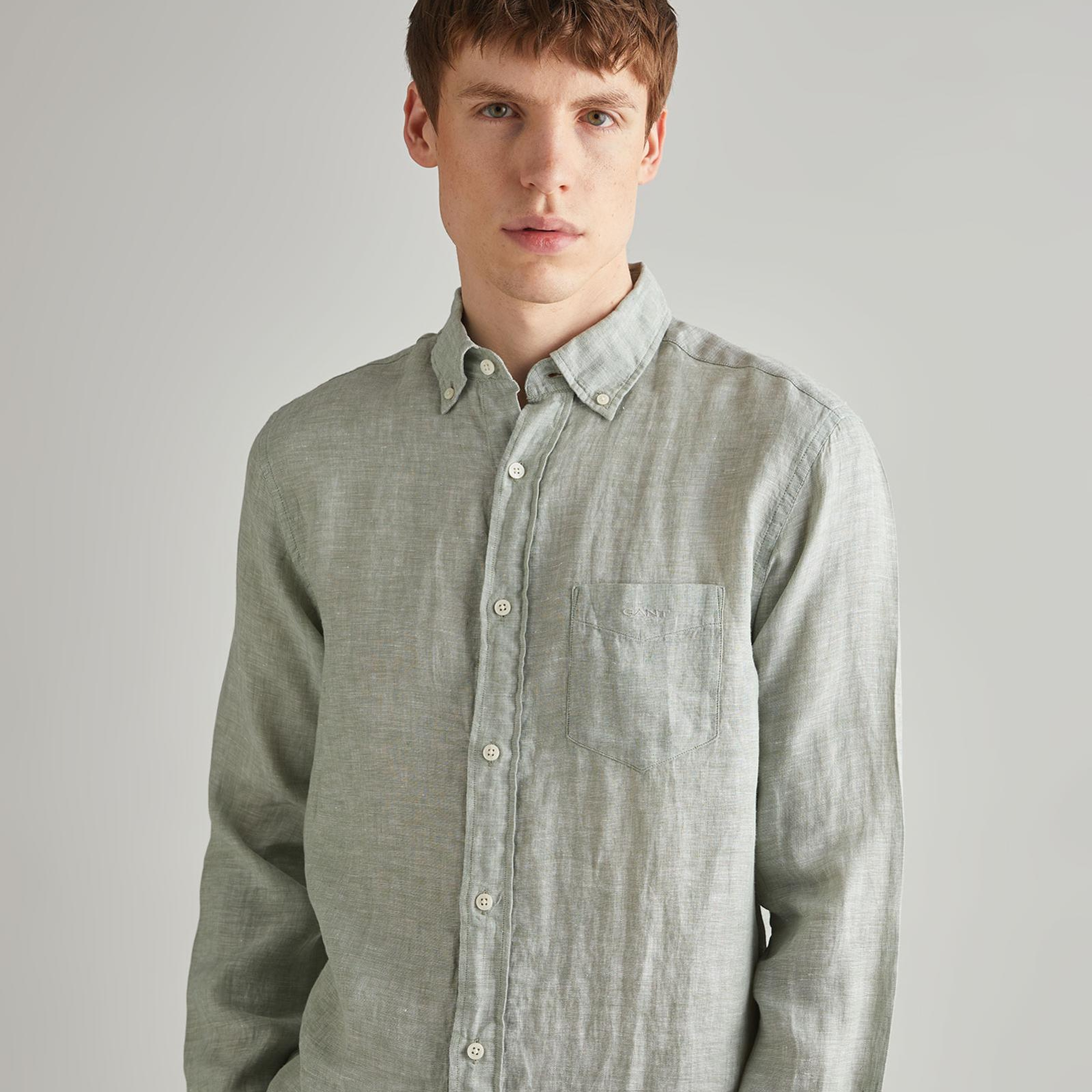 GANT Erkek Yeşil Regular Fit Keten Gömlek