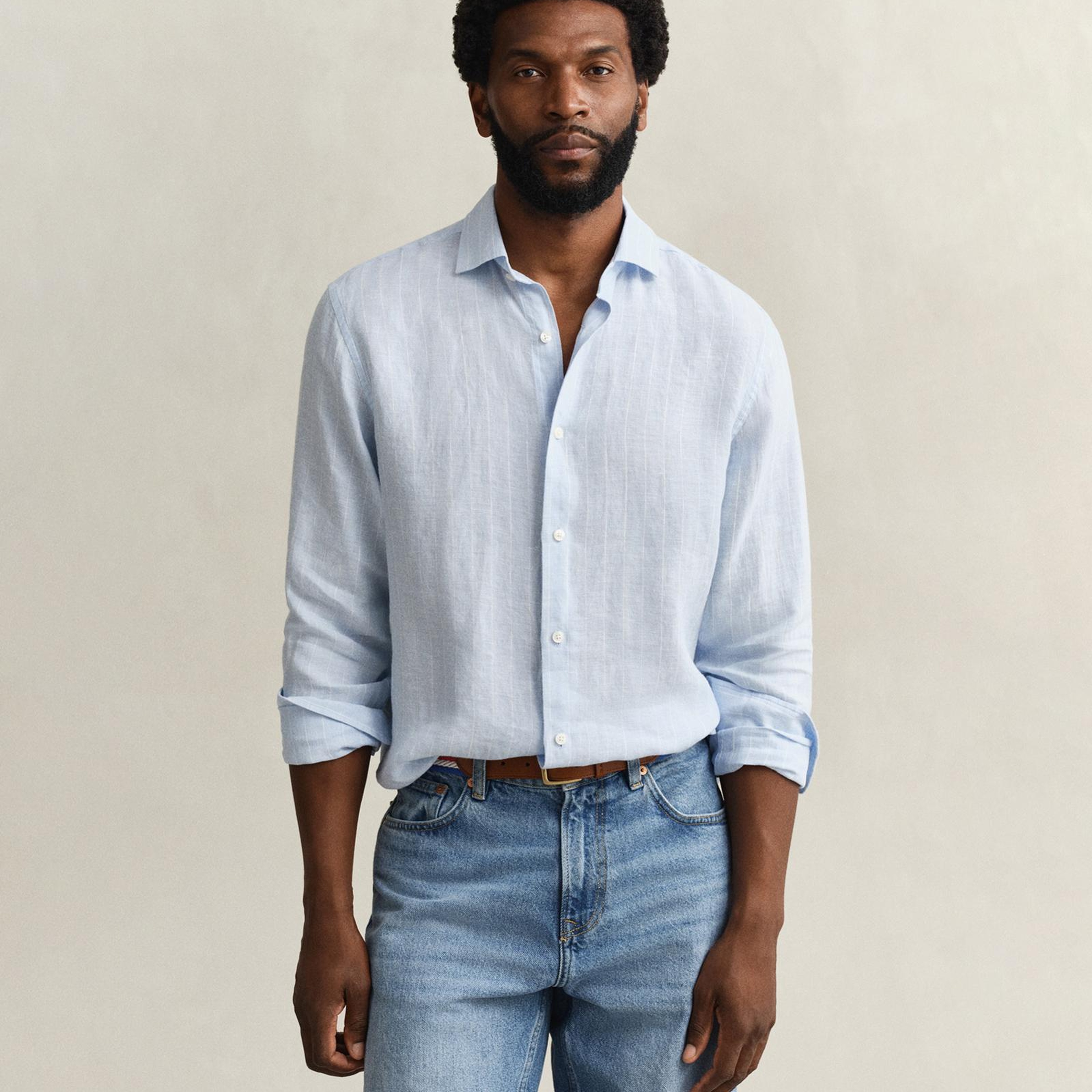GANT Erkek Mavi Regular Fit Çizgili Gömlek