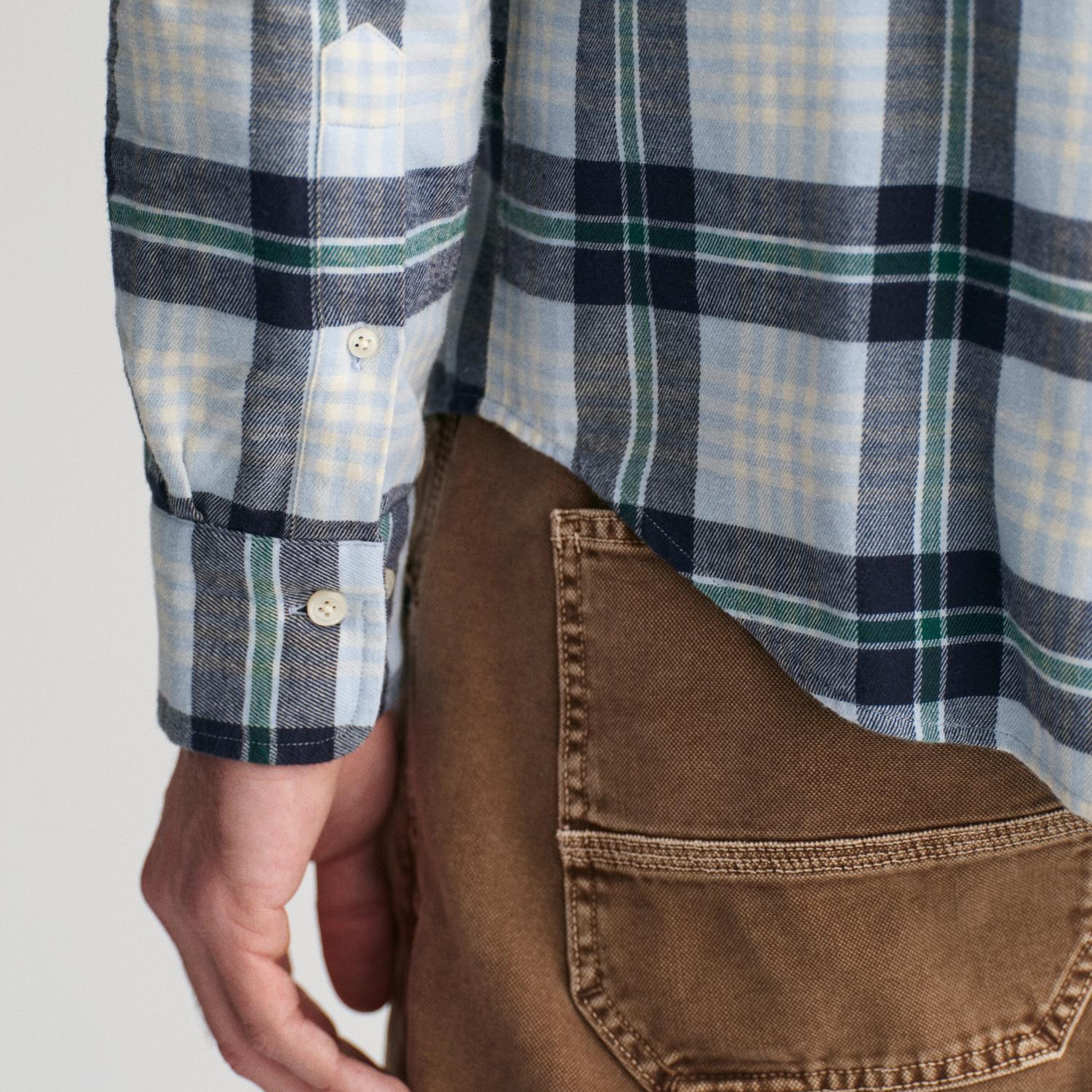 GANT Erkek Mavi Regular Fit Düğmeli Yaka Kareli Gömlek