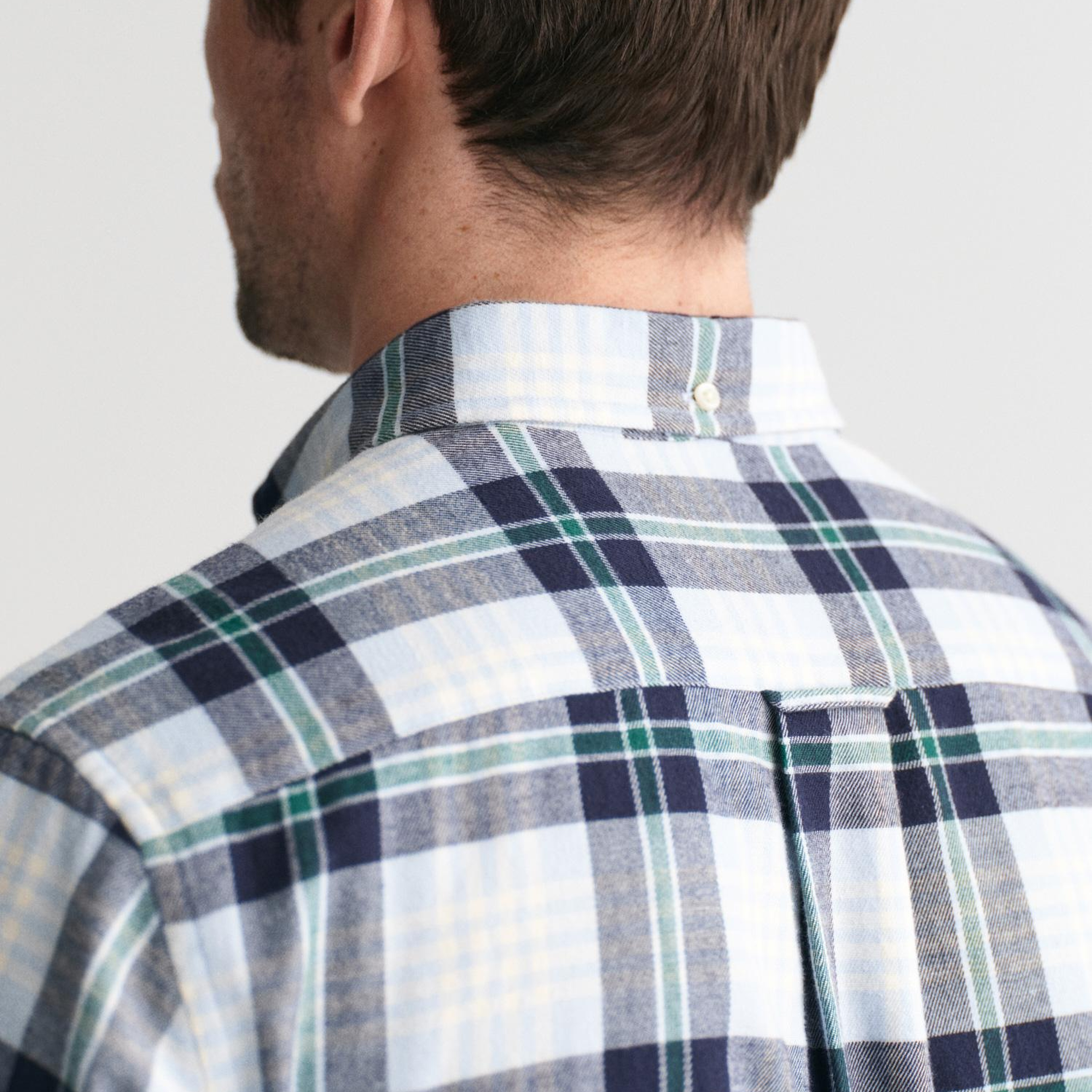 GANT Erkek Mavi Regular Fit Düğmeli Yaka Kareli Gömlek