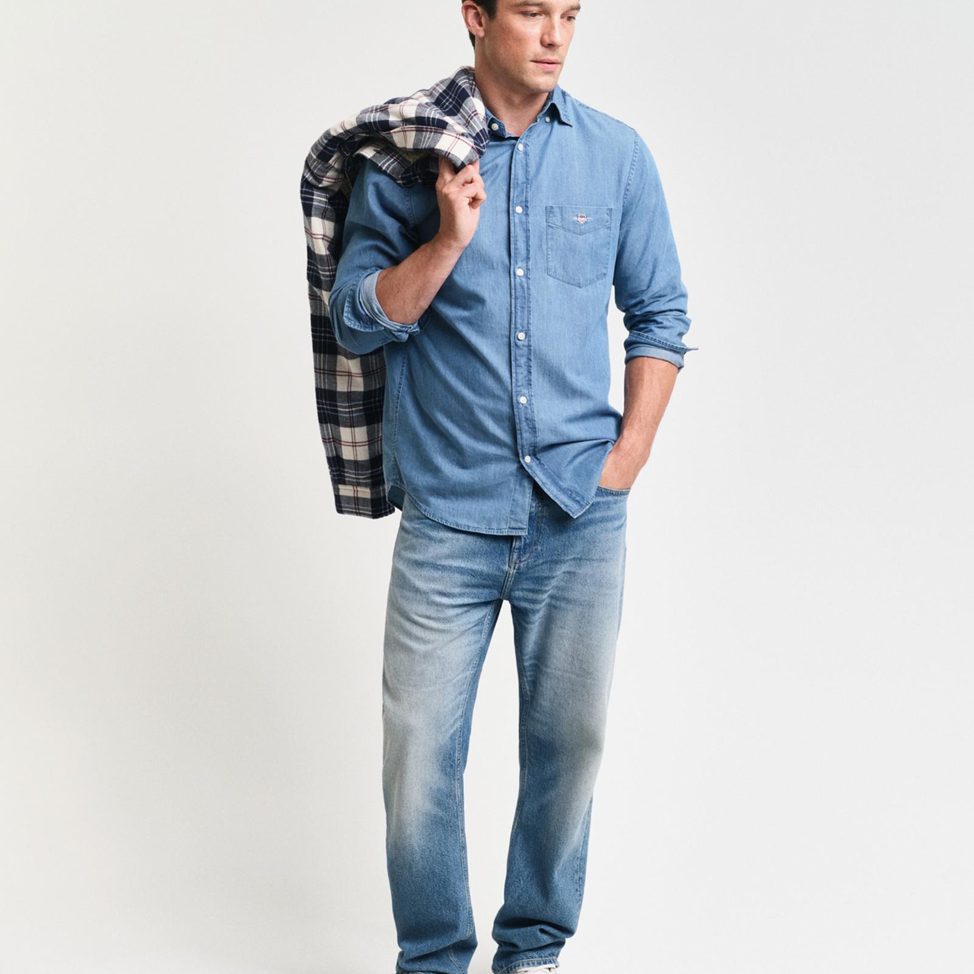 GANT Erkek Mavi Regular Fit Düğmeli Yaka Gömlek