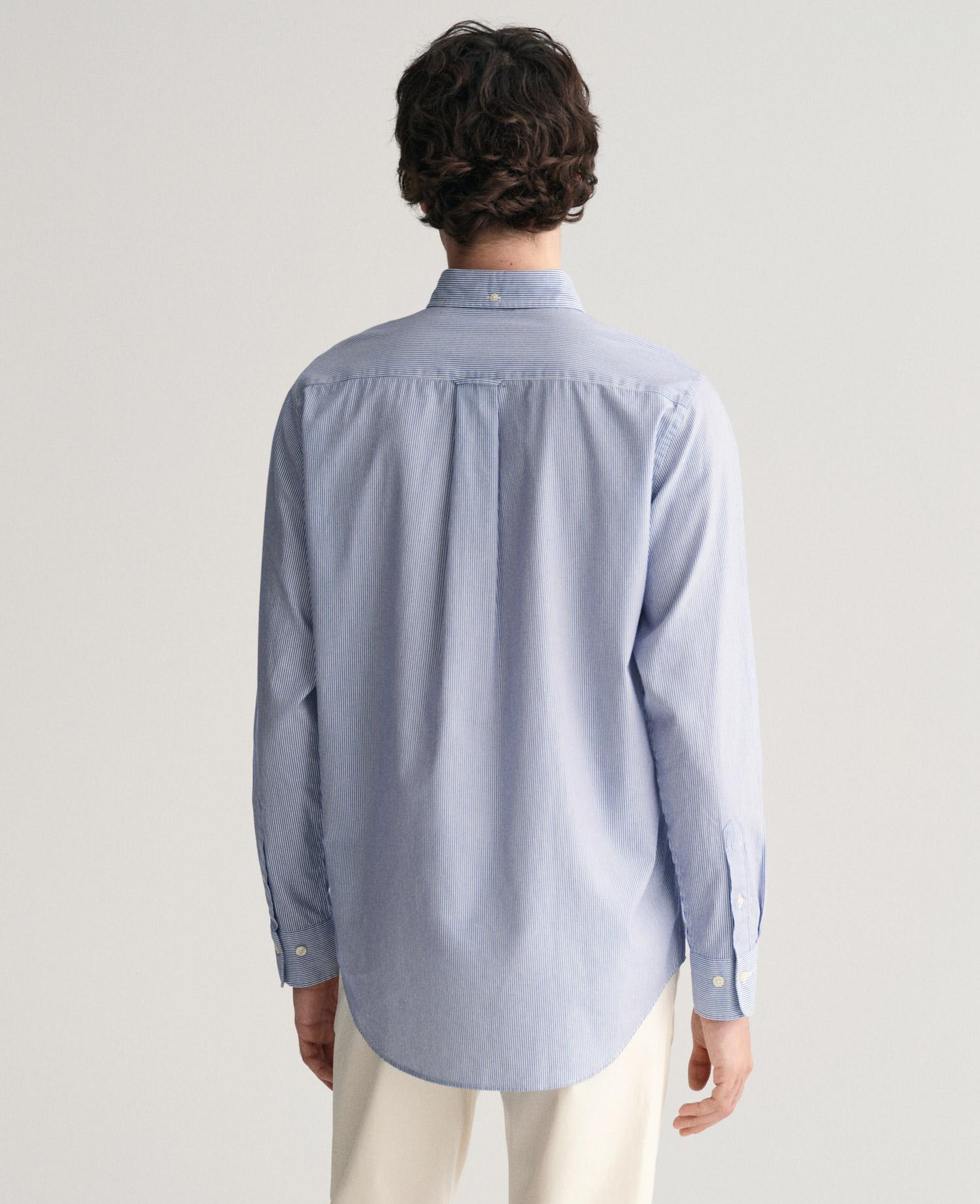 GANT Erkek Mavi Regular Fit Çizgili Düğmeli Yaka Gömlek
