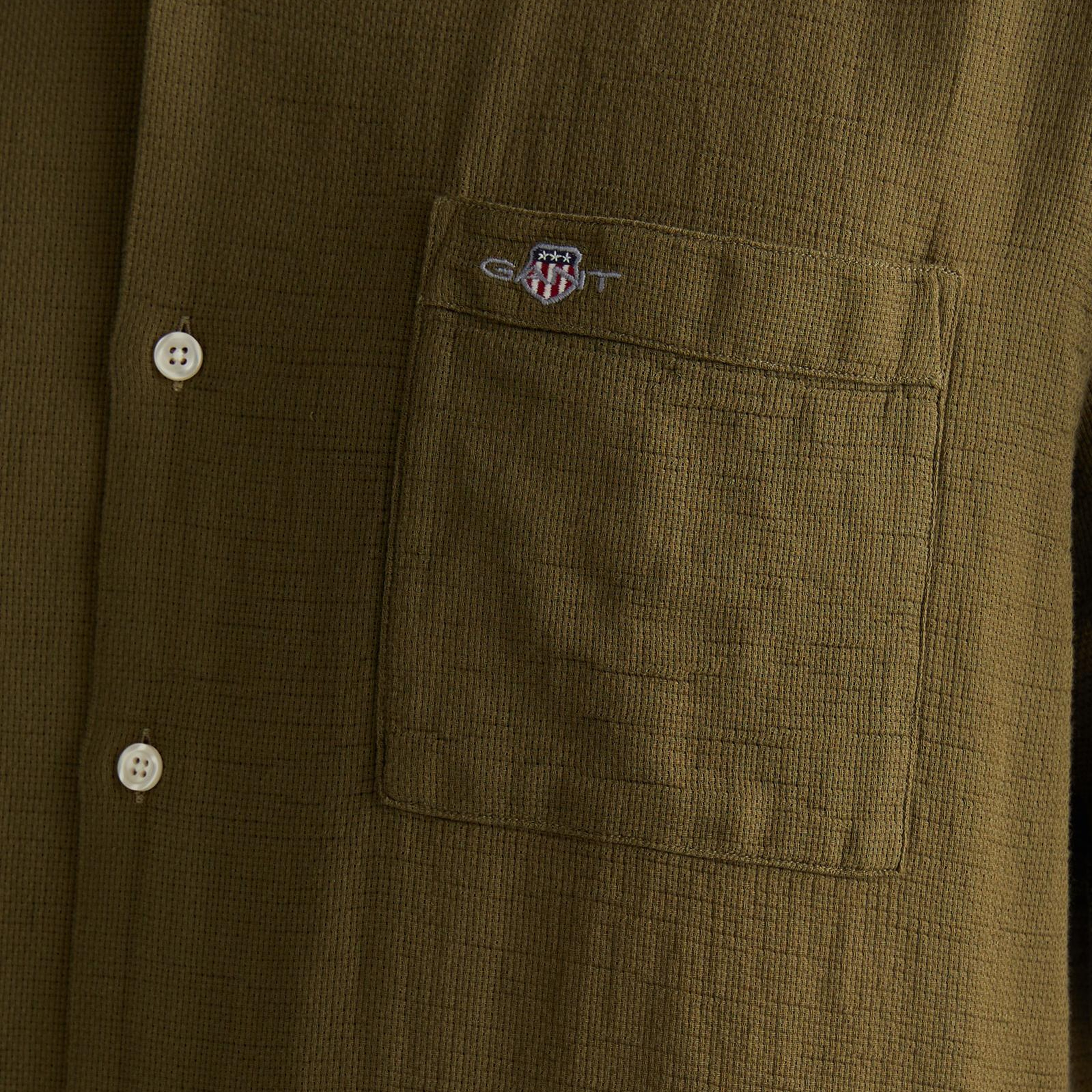 GANT Erkek Yeşil Regular Fit Klasik Yaka Gömlek