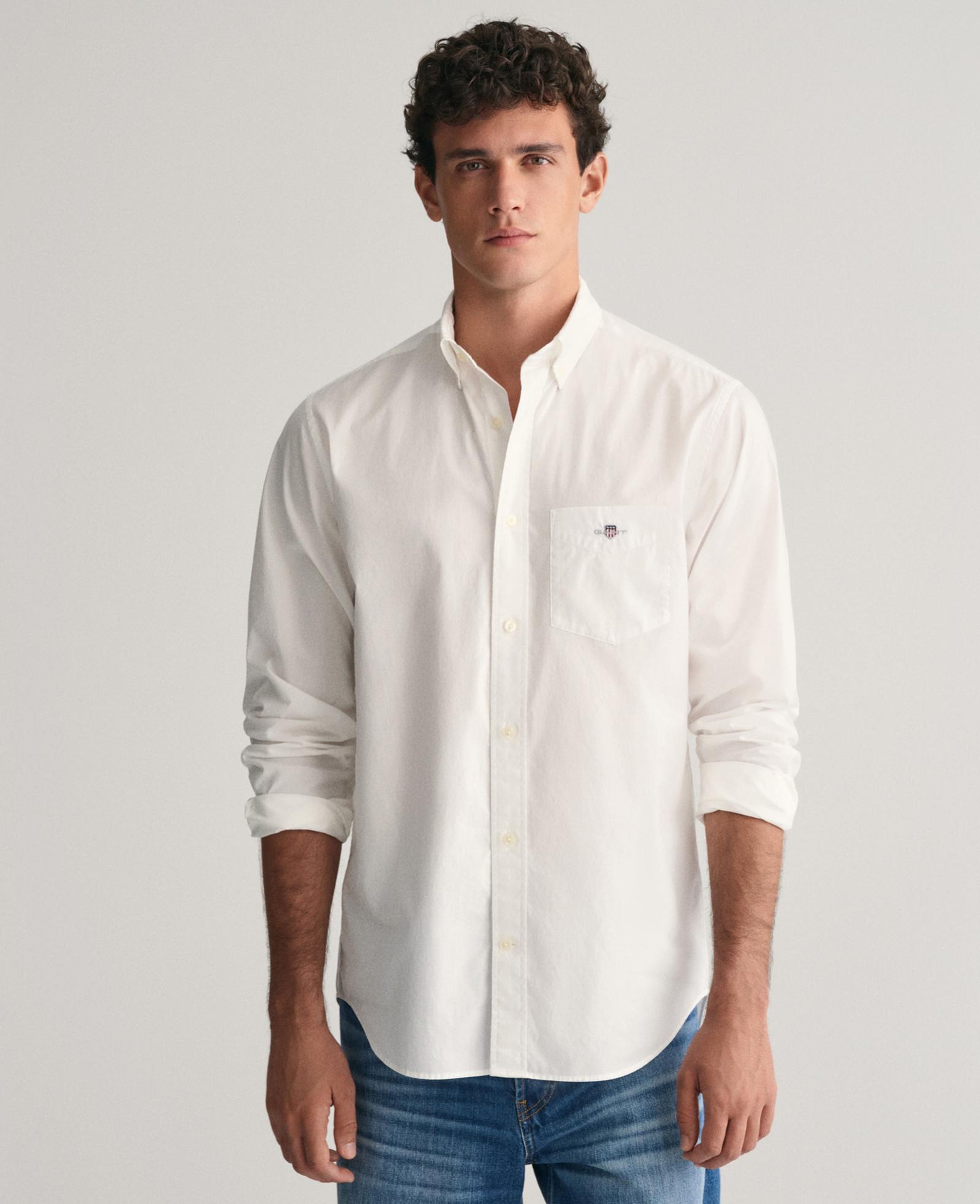 GANT Erkek Beyaz Regular Fit Logolu Gömlek