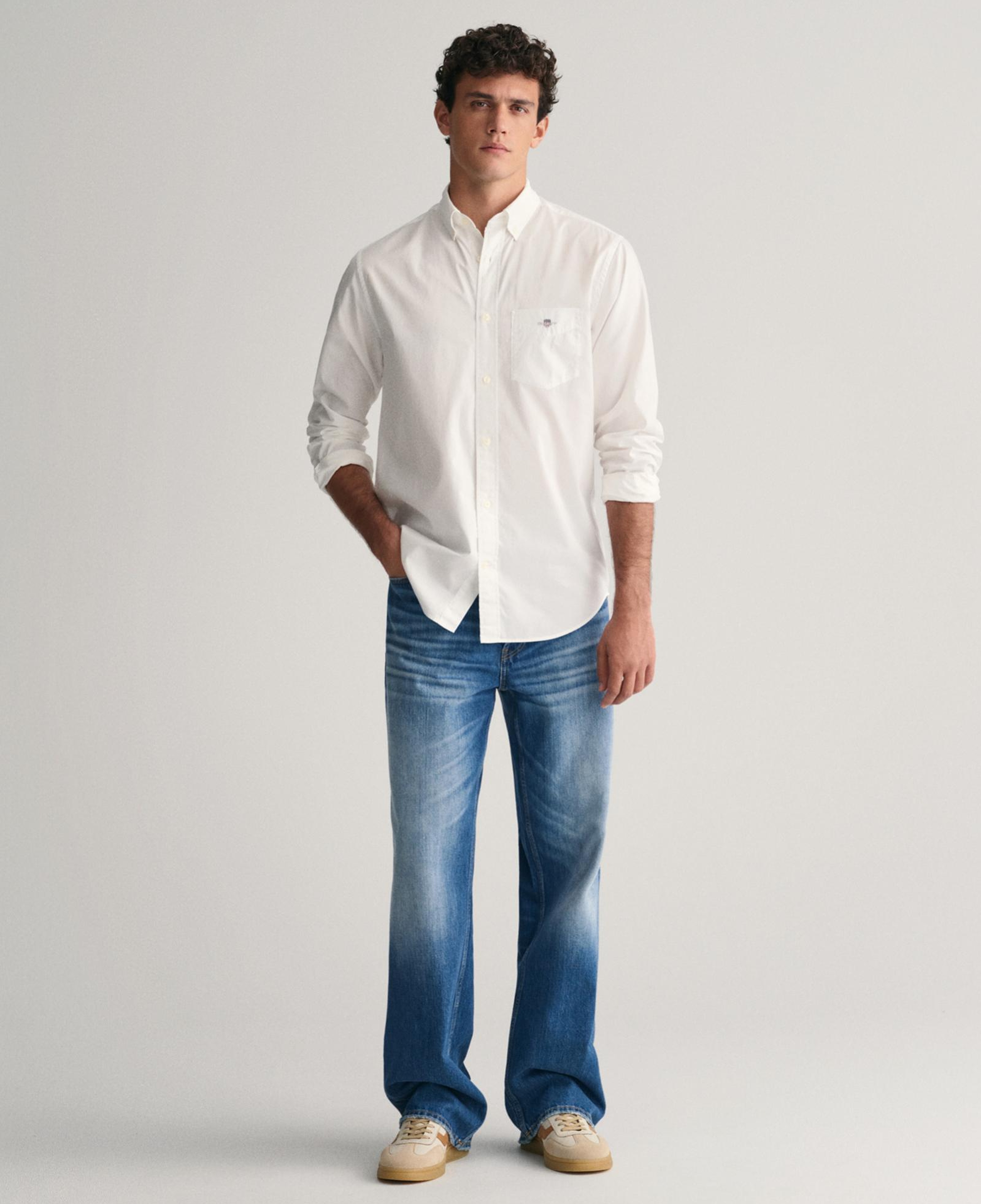 GANT Erkek Beyaz Regular Fit Logolu Gömlek