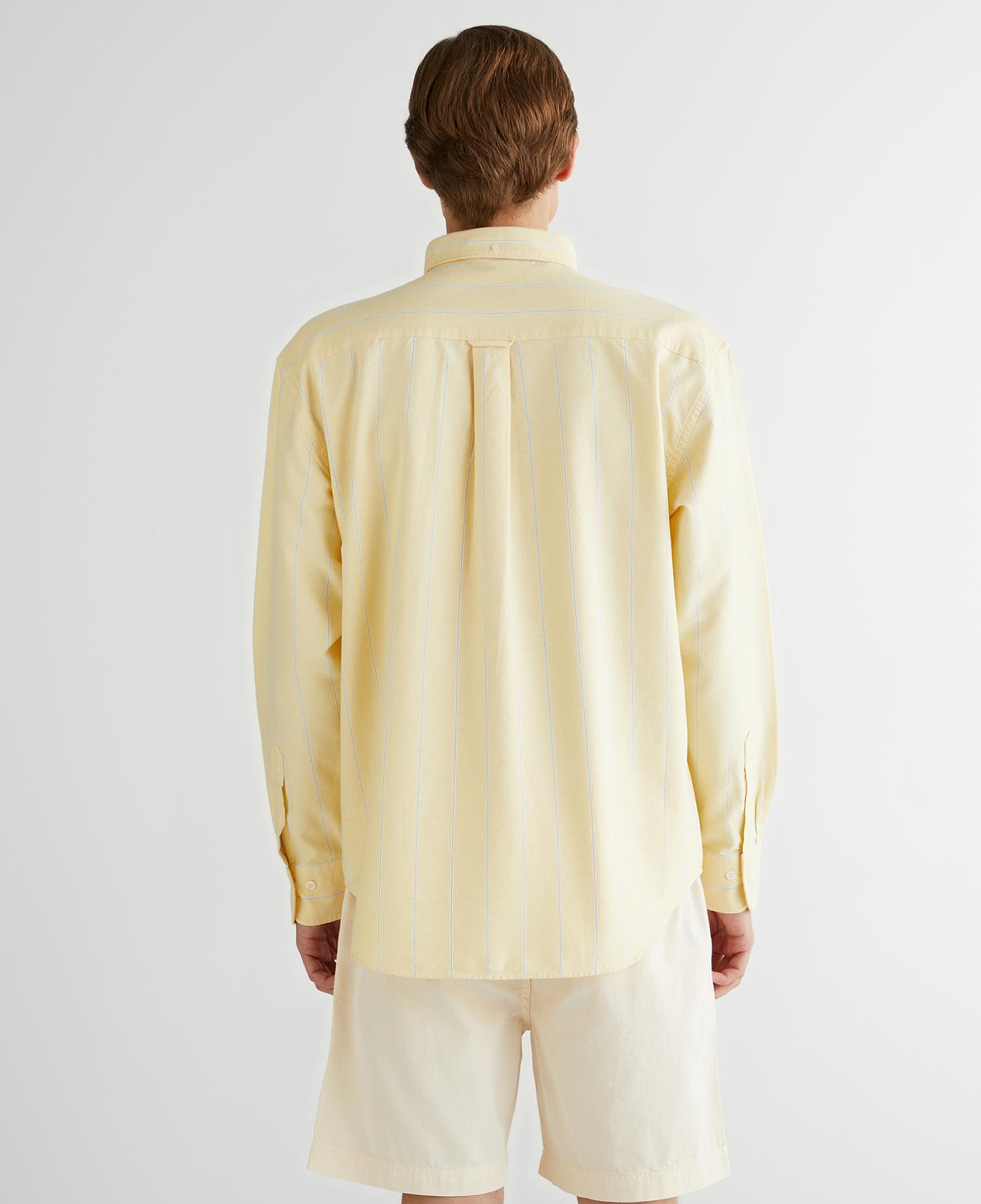 GANT Erkek Sarı Relaxed Fit Düğmeli Yaka Çizgili Gömlek