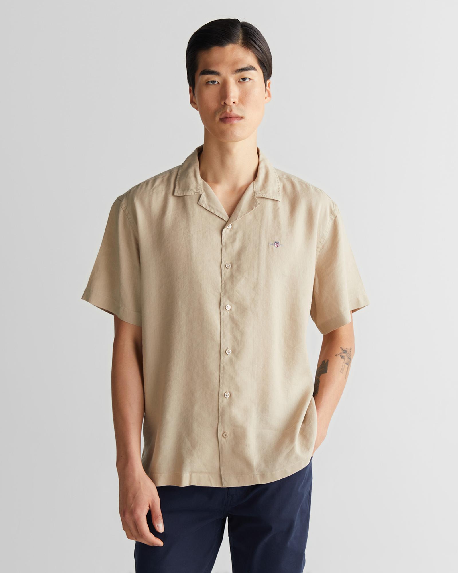 GANT Erkek Bej Kısa Kollu Gömlek