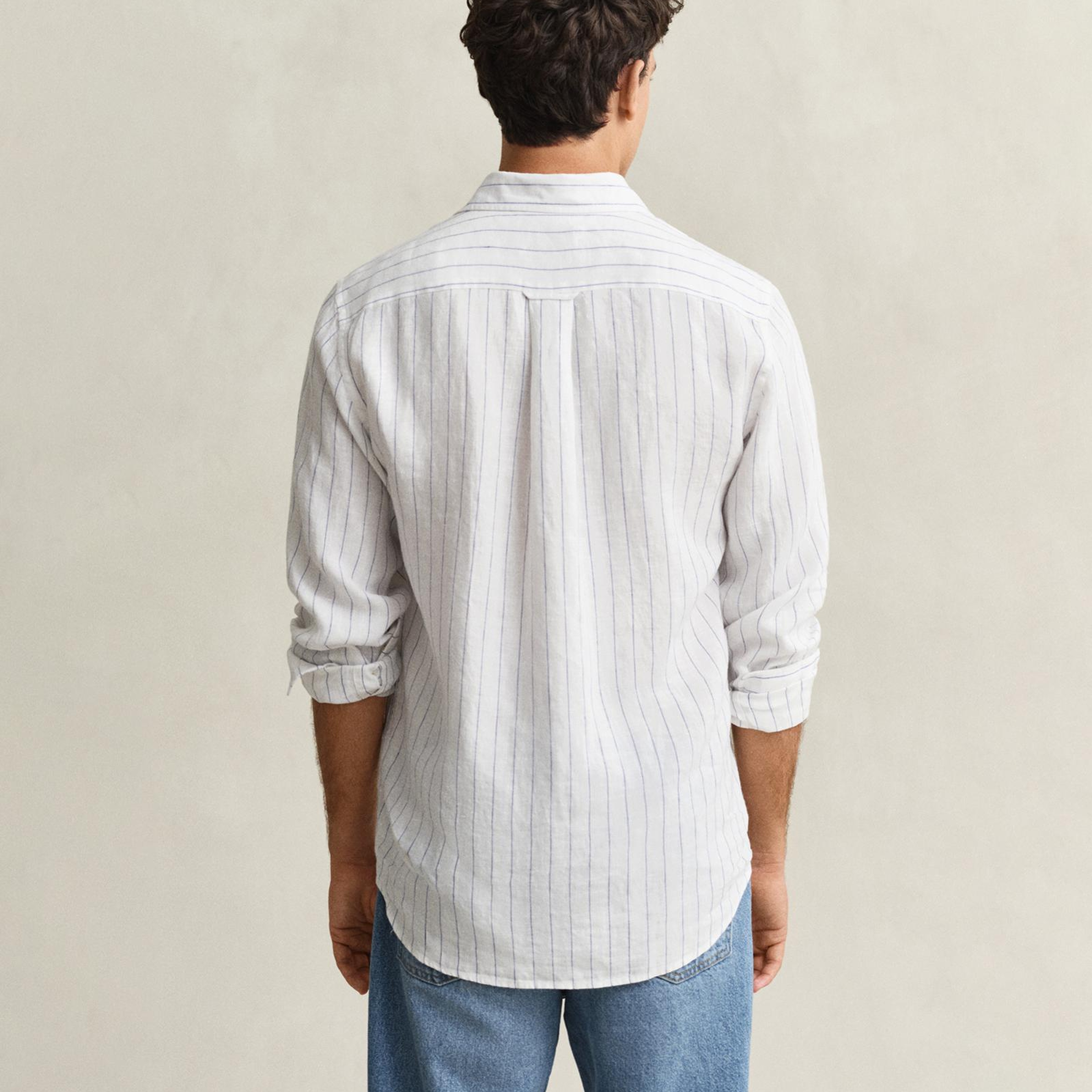 GANT Erkek Beyaz Regular Fit Çizgili Gömlek