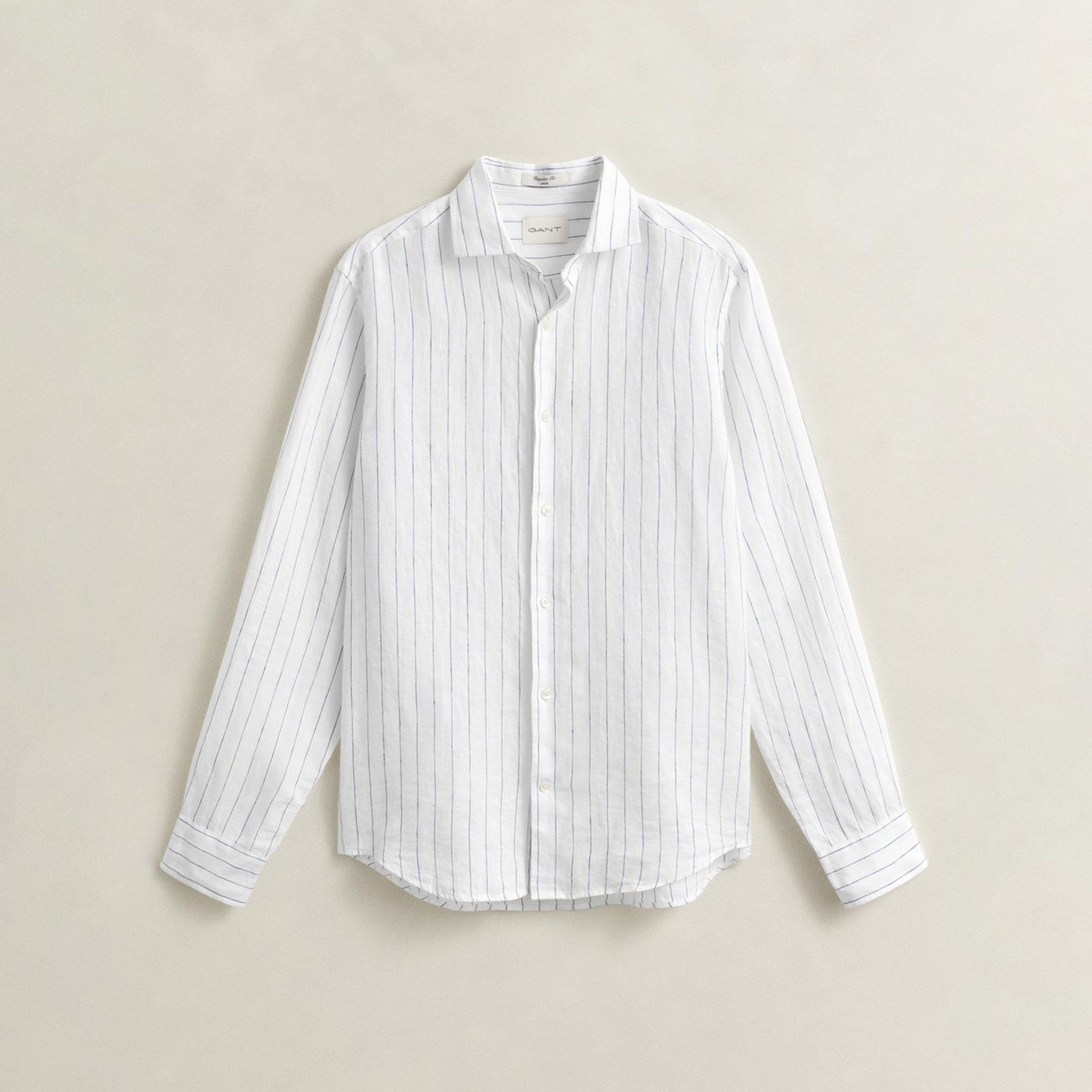 GANT Erkek Beyaz Regular Fit Çizgili Gömlek