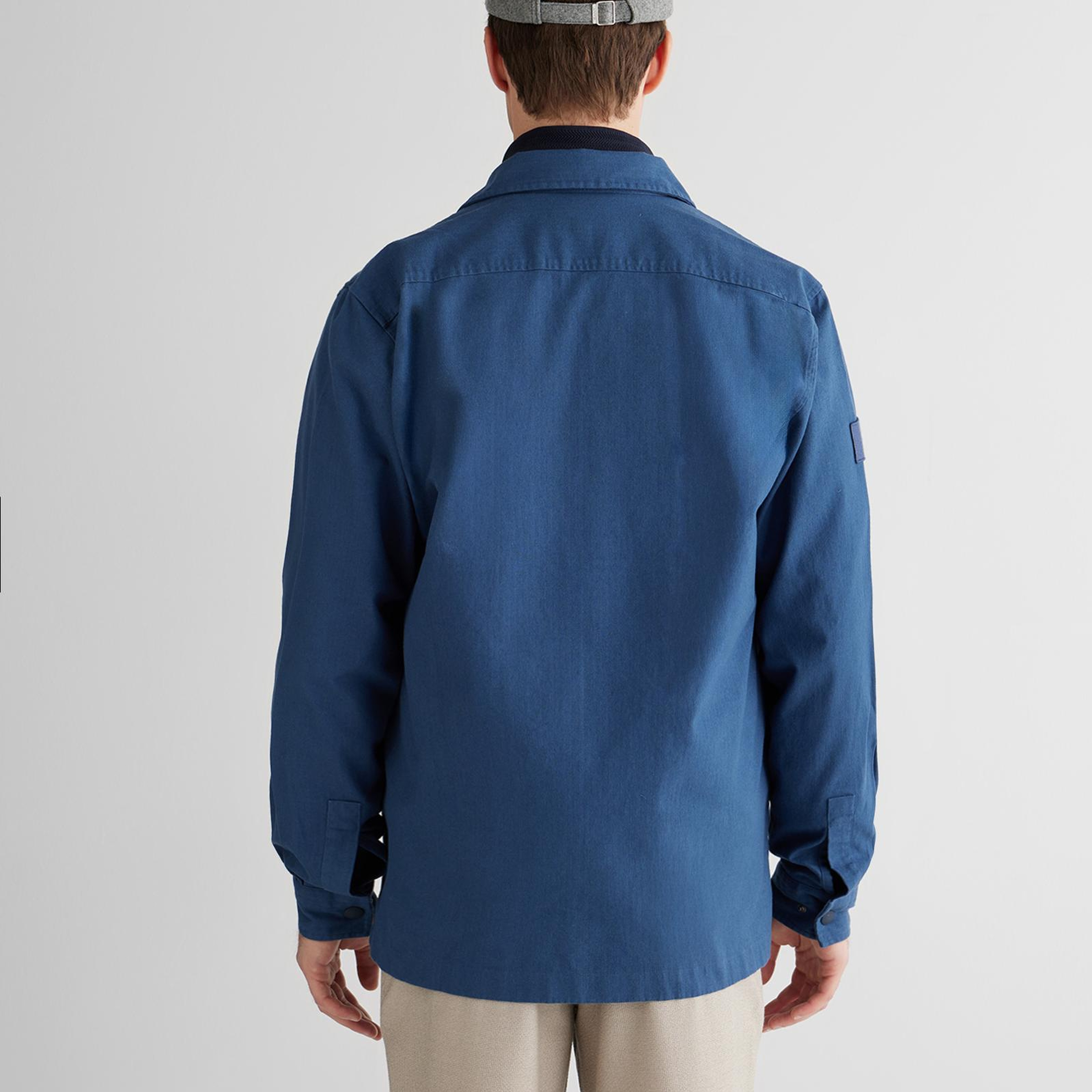 GANT Erkek Mavi Oversize Fit Fermuarlı Logolu Gömlek