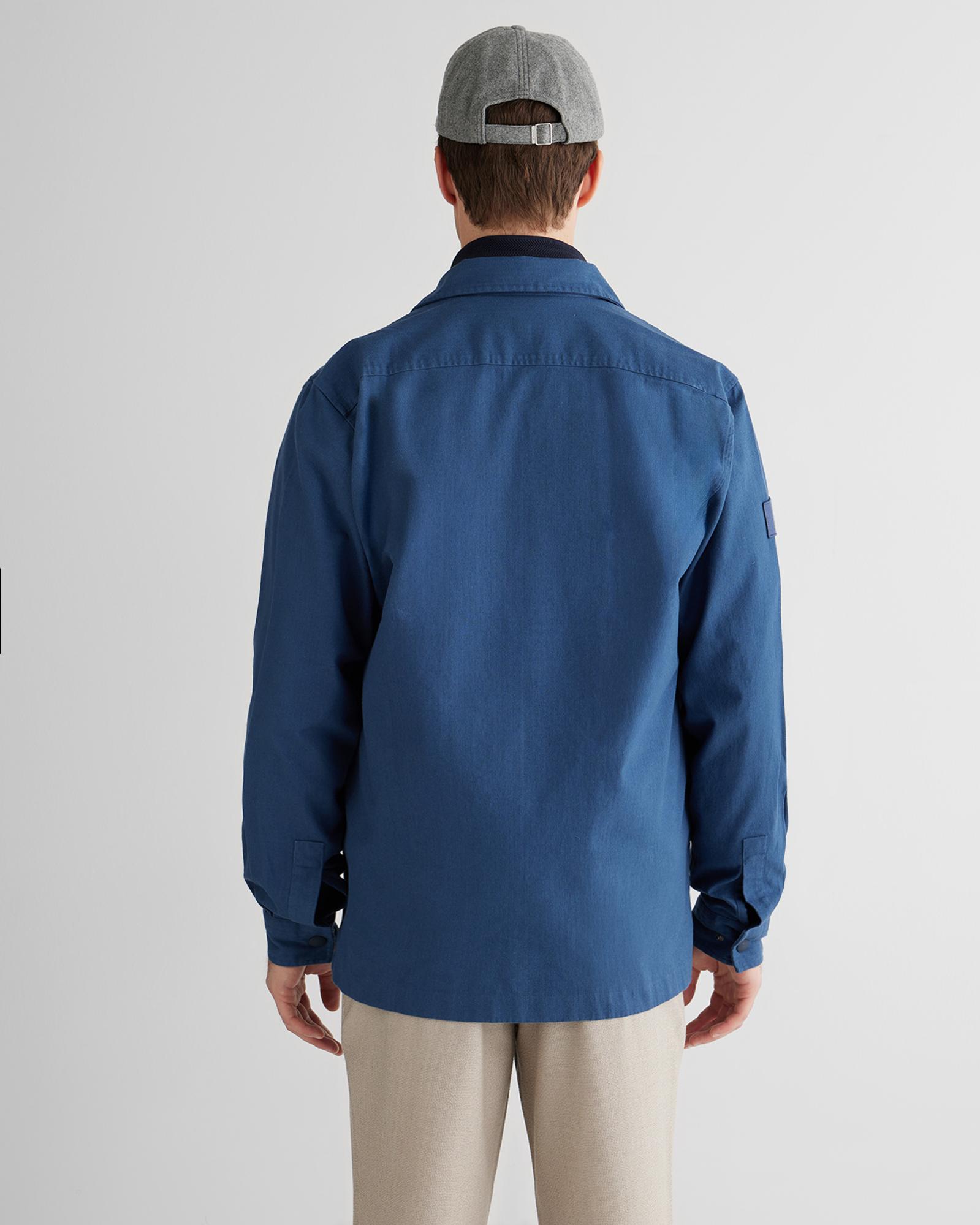 GANT Erkek Mavi Oversize Fit Fermuarlı Logolu Gömlek