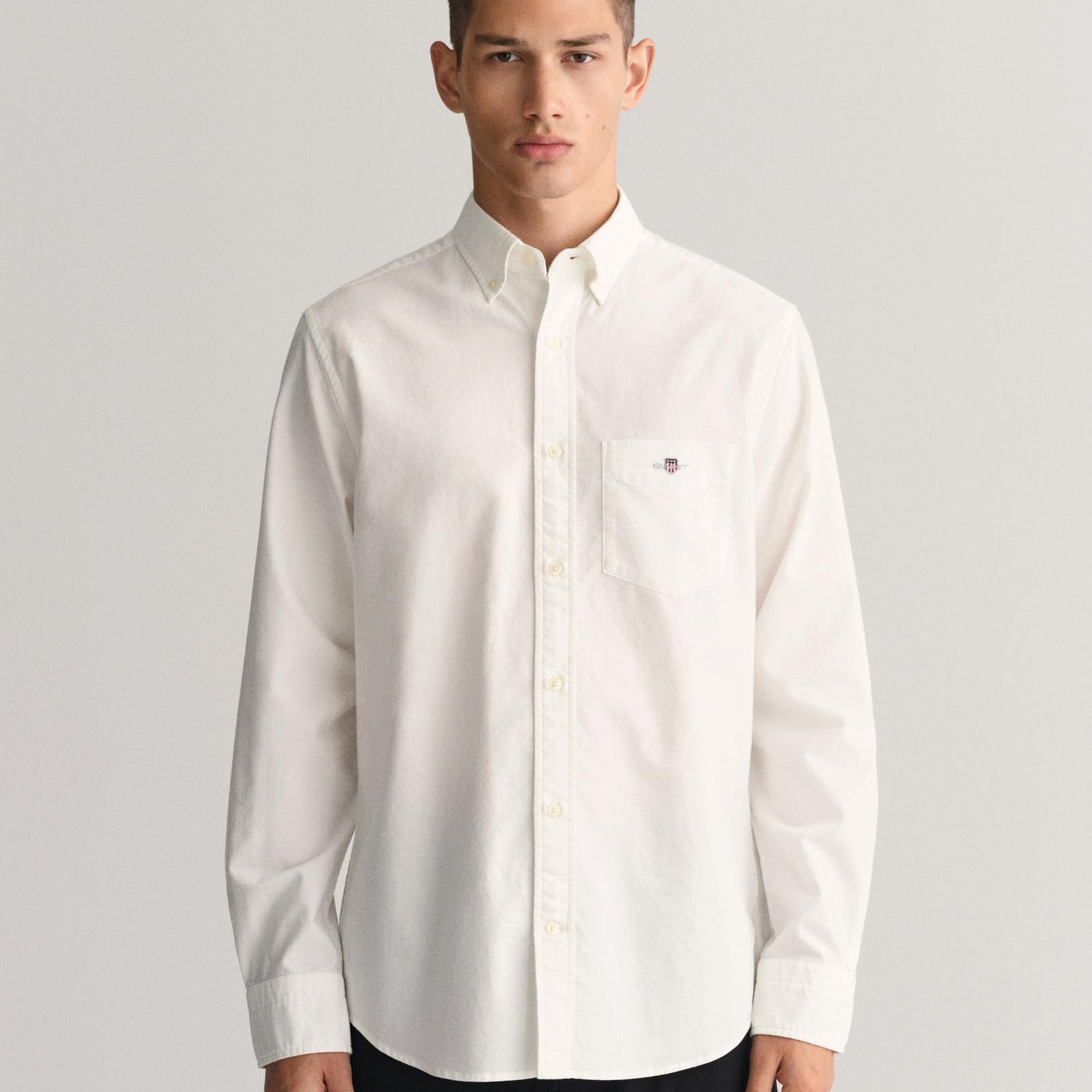 GANT Erkek Beyaz Regular Fit Logolu Gömlek