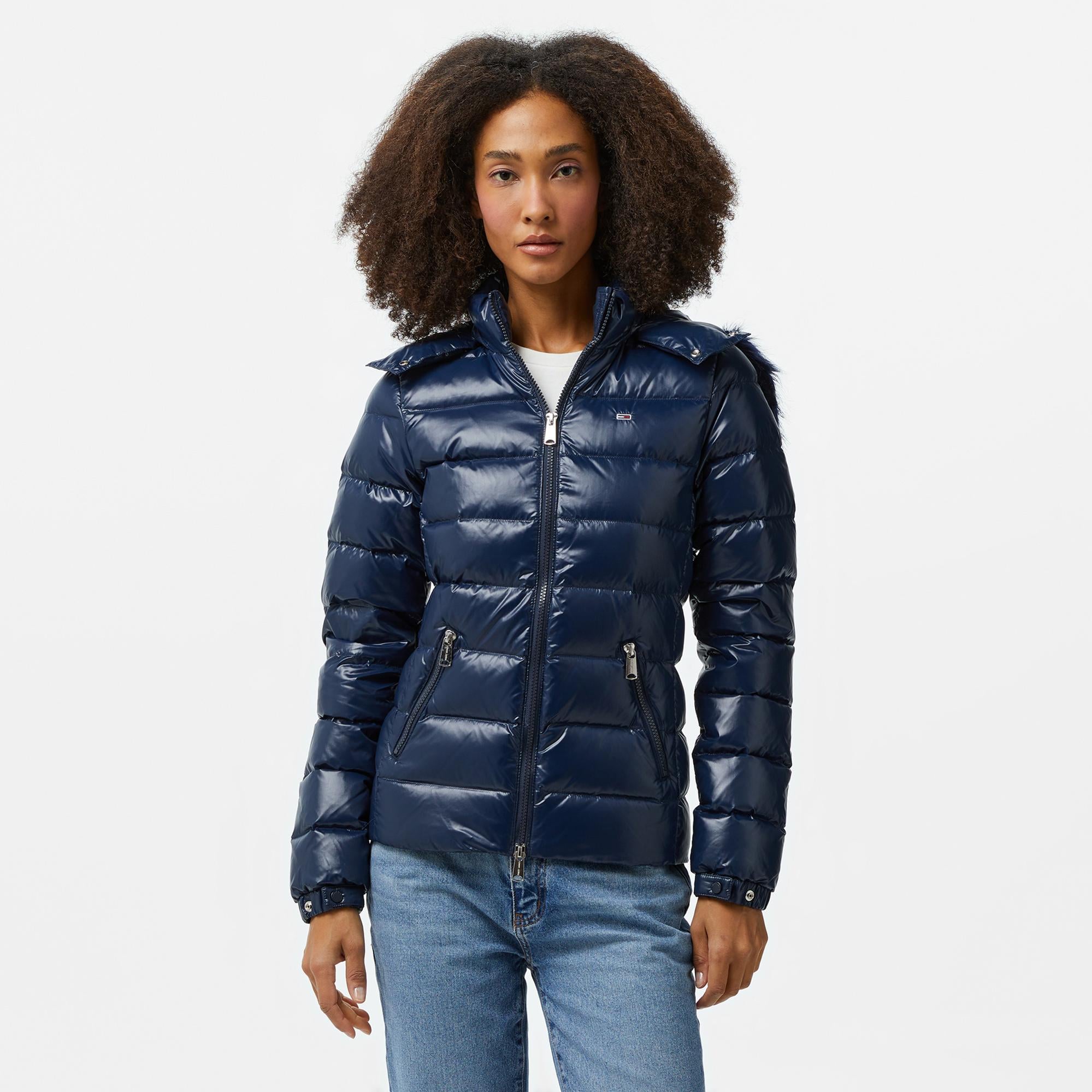 Tommy Hilfiger Jeans Tonal Hooded Down Kadın Lacivert Ceket