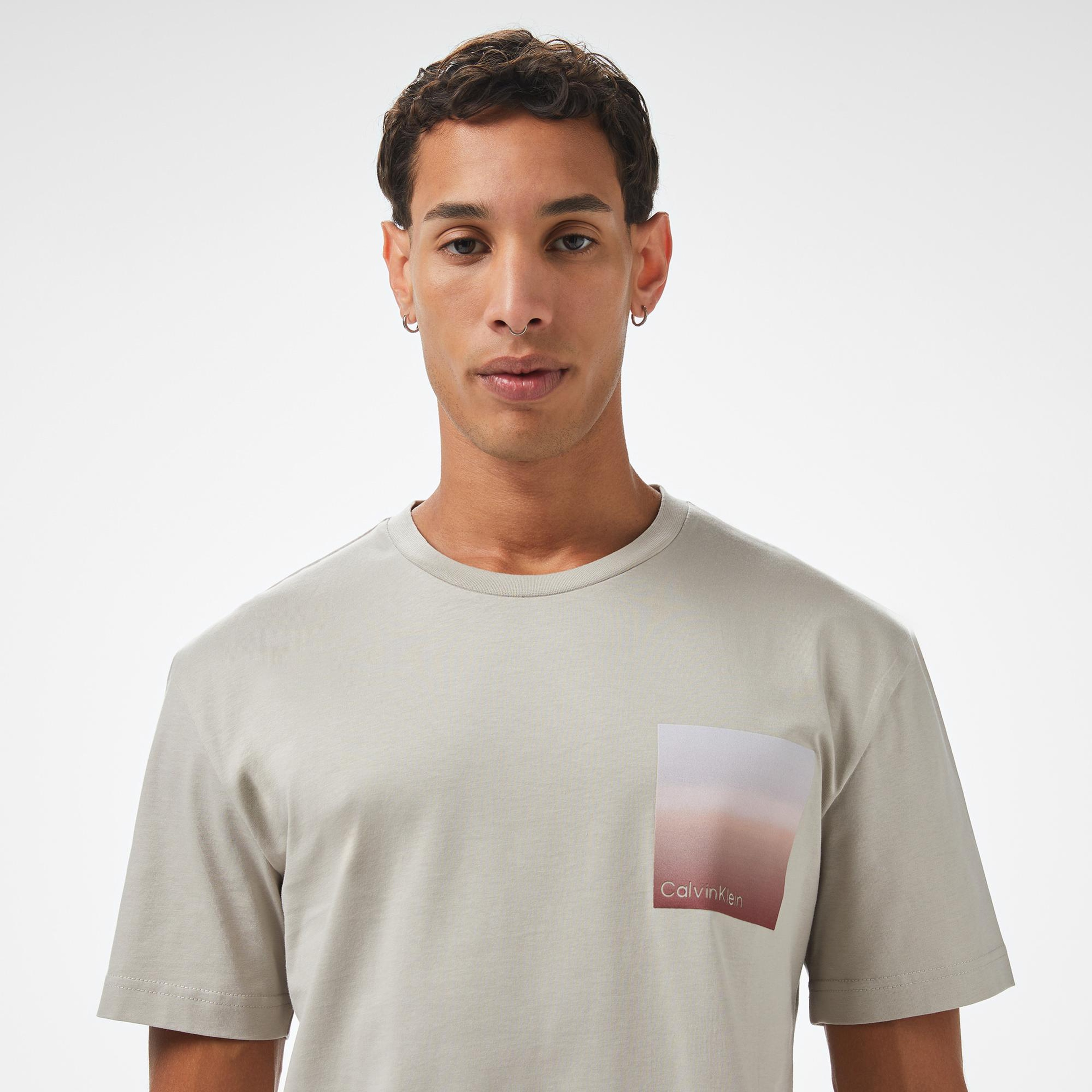 Calvin Klein Ombre Logo Erkek Gri T-Shirt