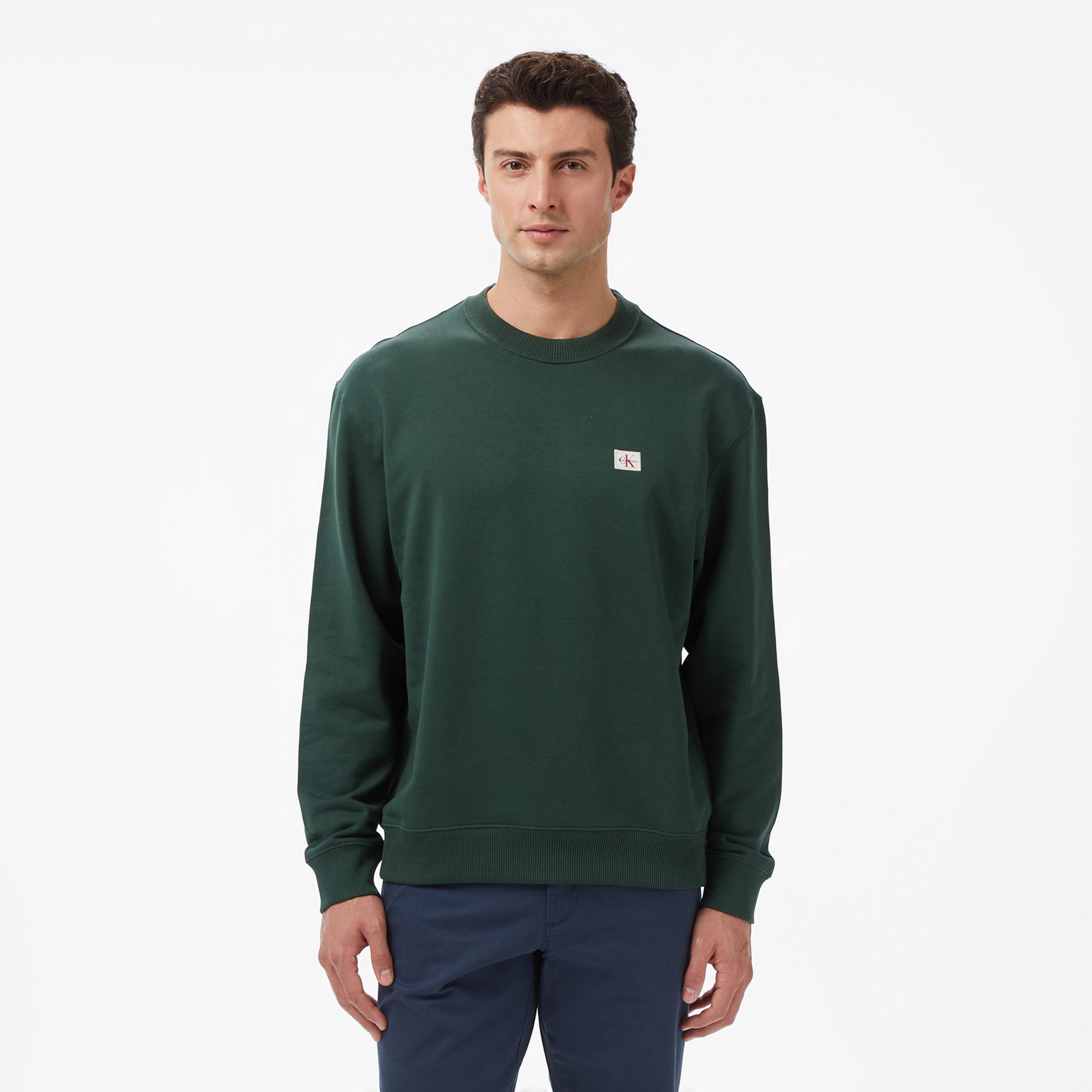Calvin Klein Terry Badge Erkek Yeşil Sweatshirt