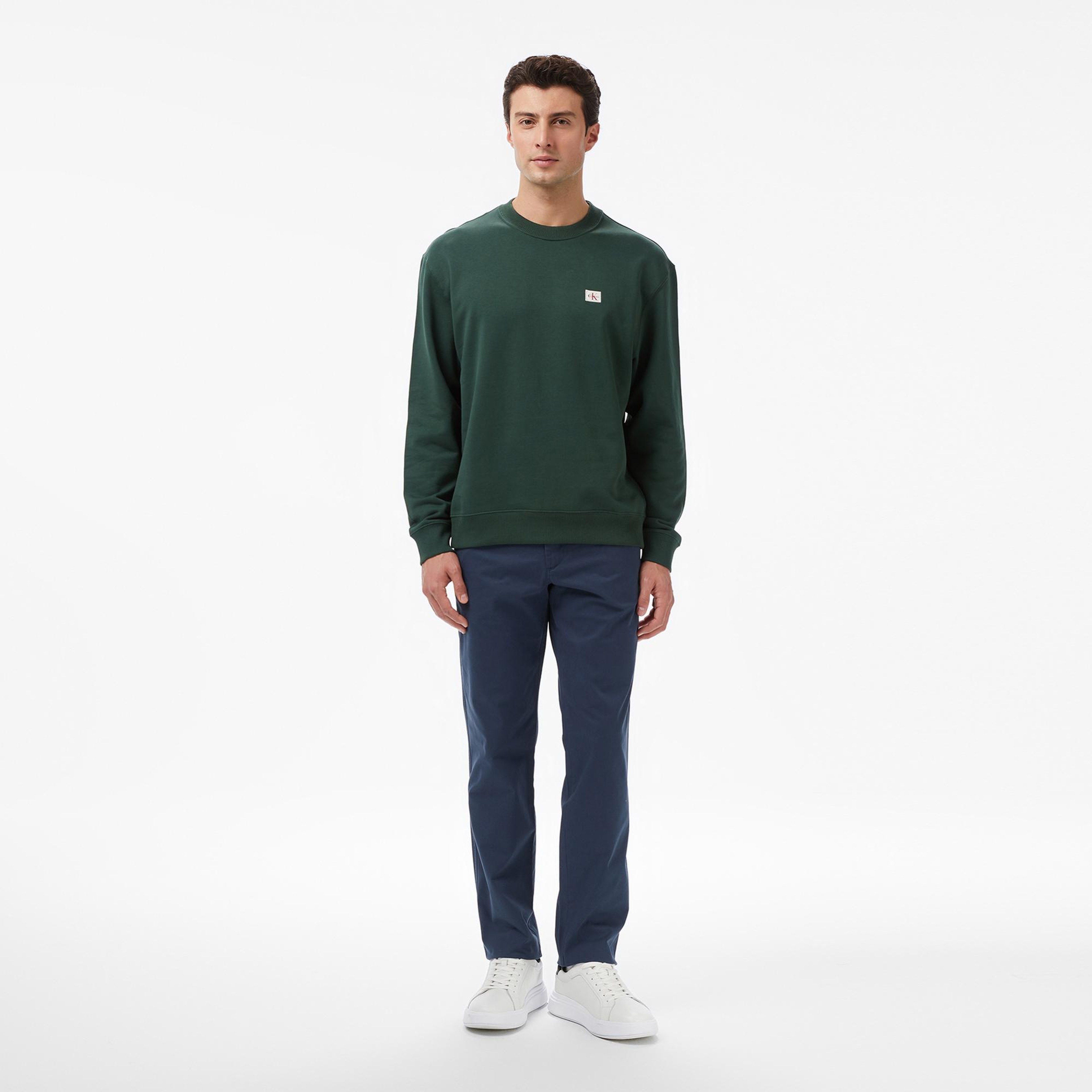 Calvin Klein Terry Badge Erkek Yeşil Sweatshirt