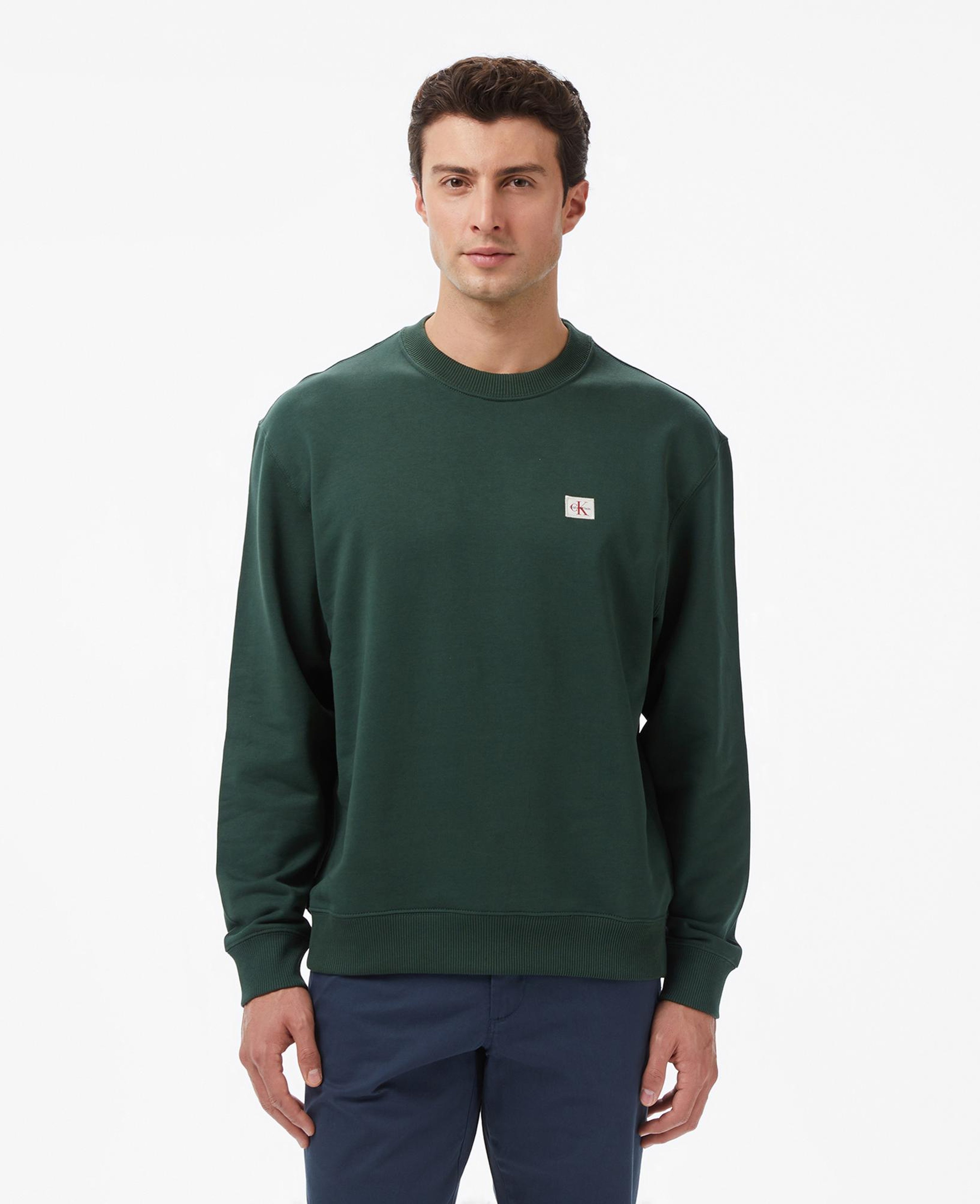 Calvin Klein Terry Badge Erkek Yeşil Sweatshirt