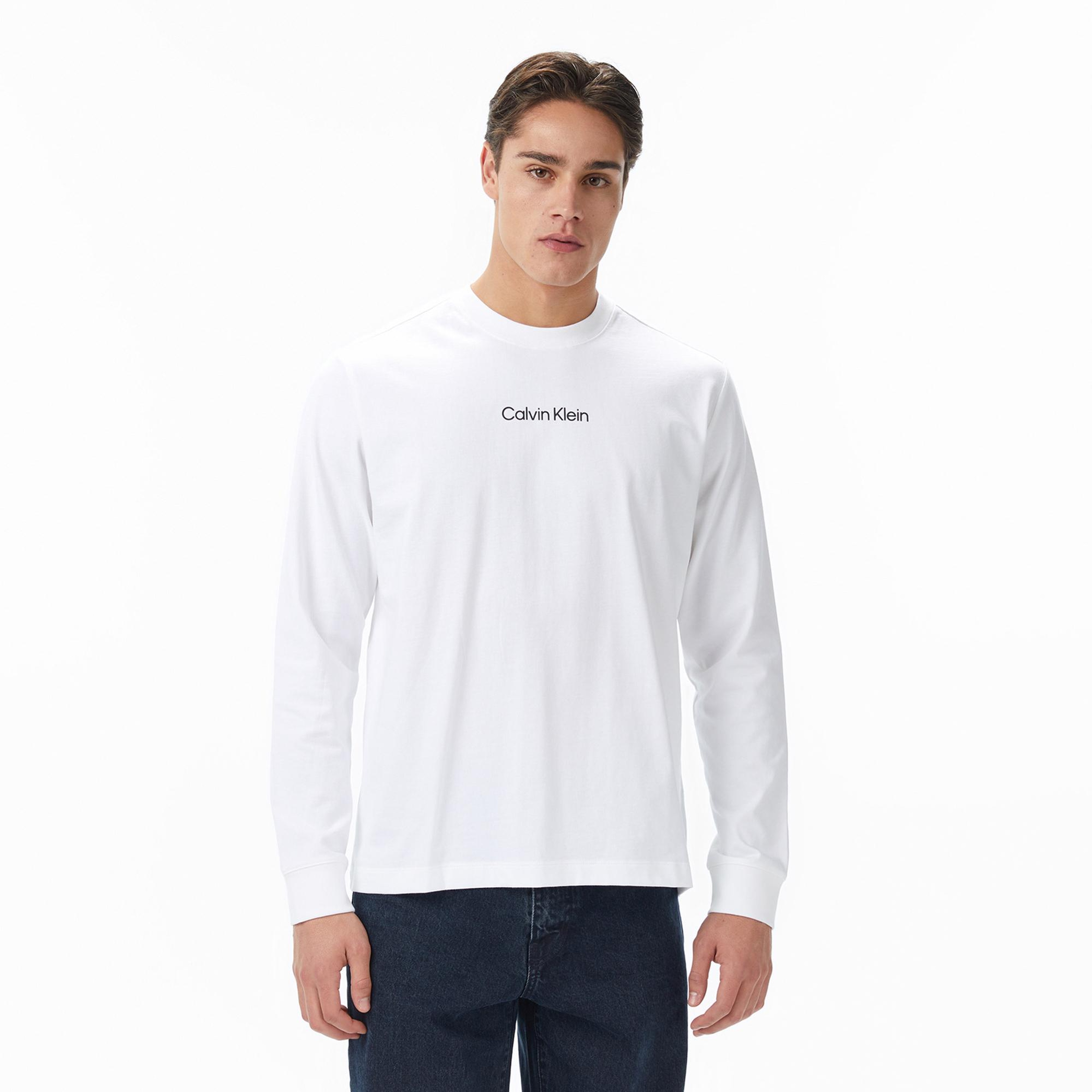 Calvin Klein Standard Logo Crew Erkek Beyaz T-Shirt