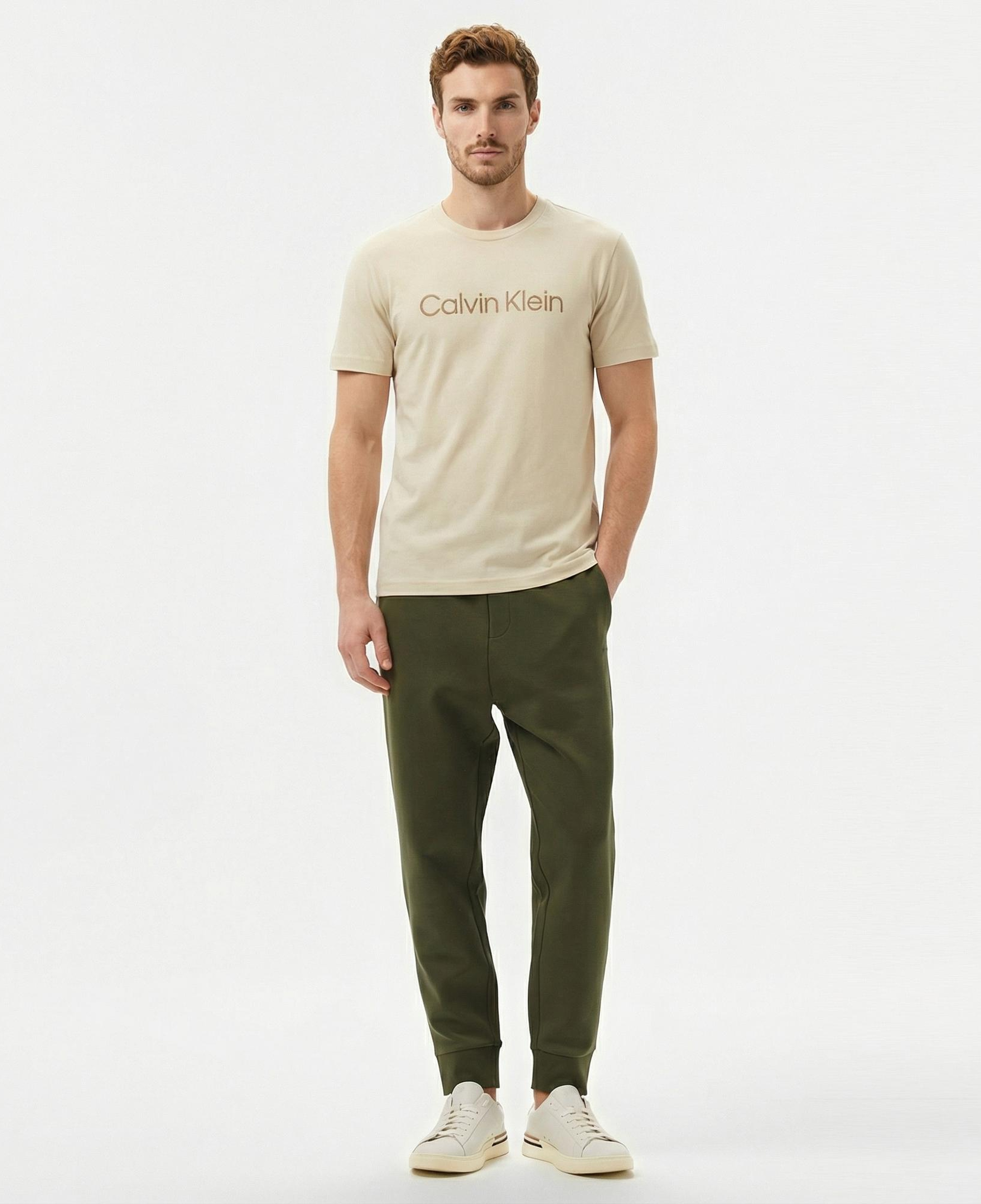 Calvin Klein Erkek Bej T-Shirt
