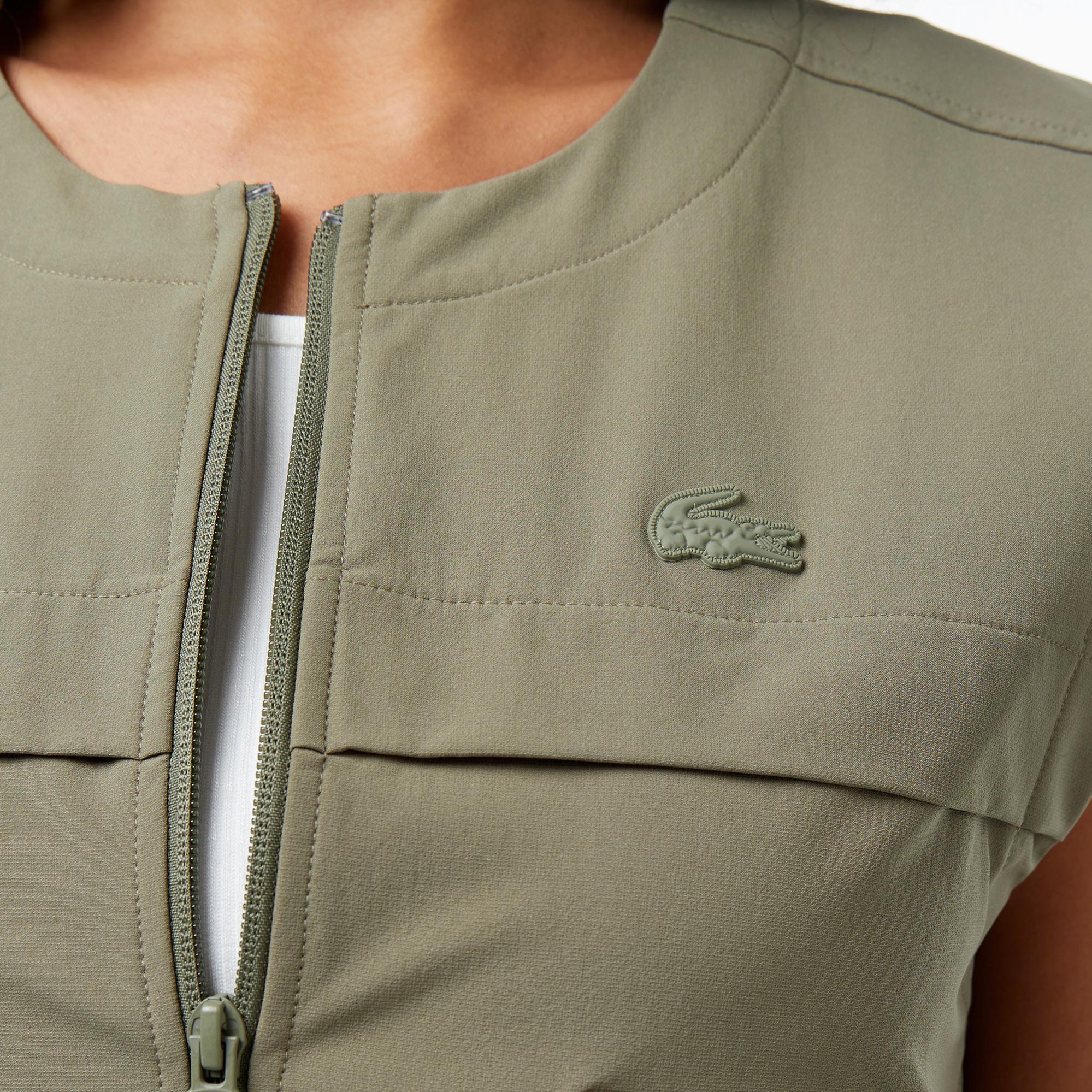 Lacoste Kadın Regular Fit Kolsuz Fermuarlı Haki Gömlek