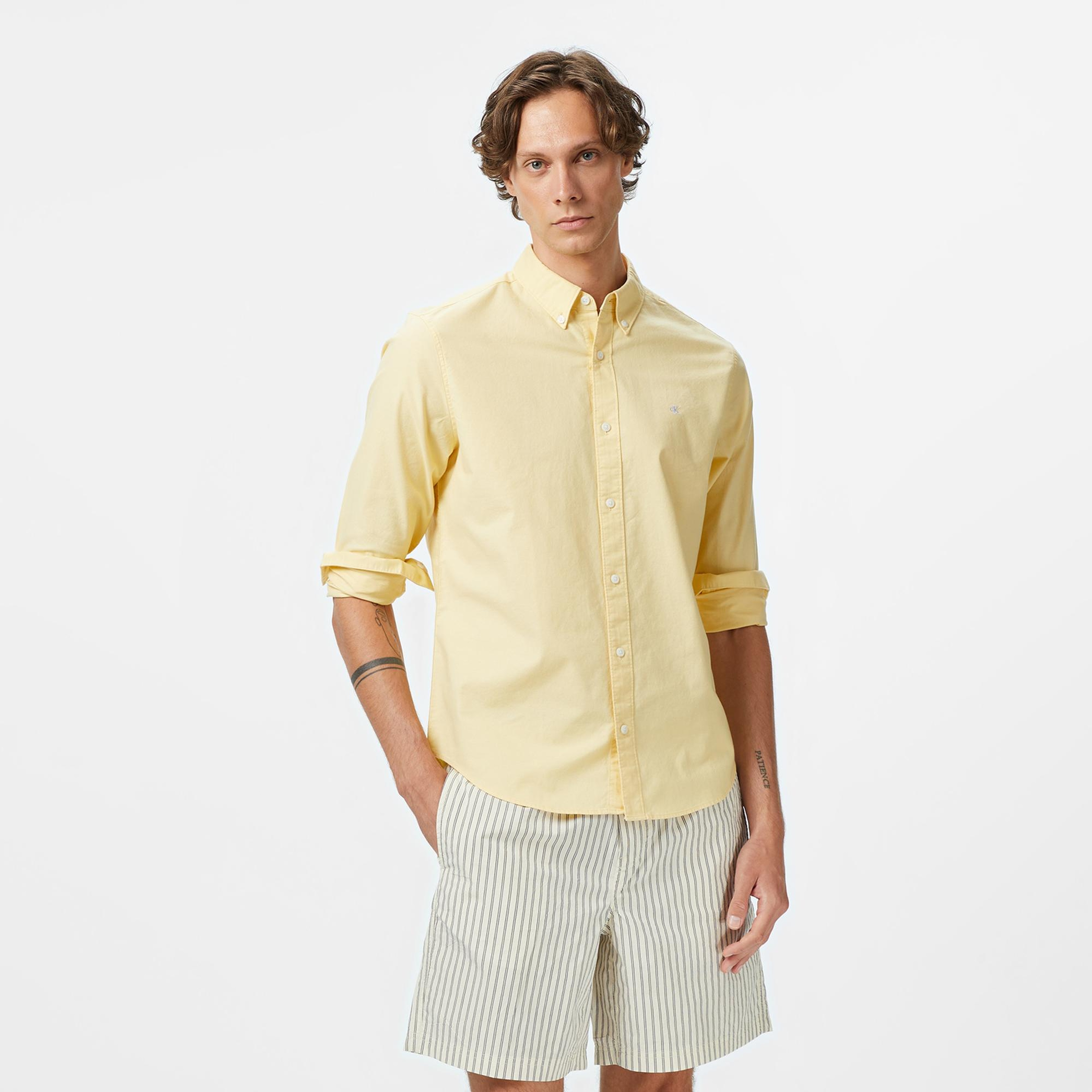 Calvin Klein Solid Oxford Classic Erkek Sarı Gömlek