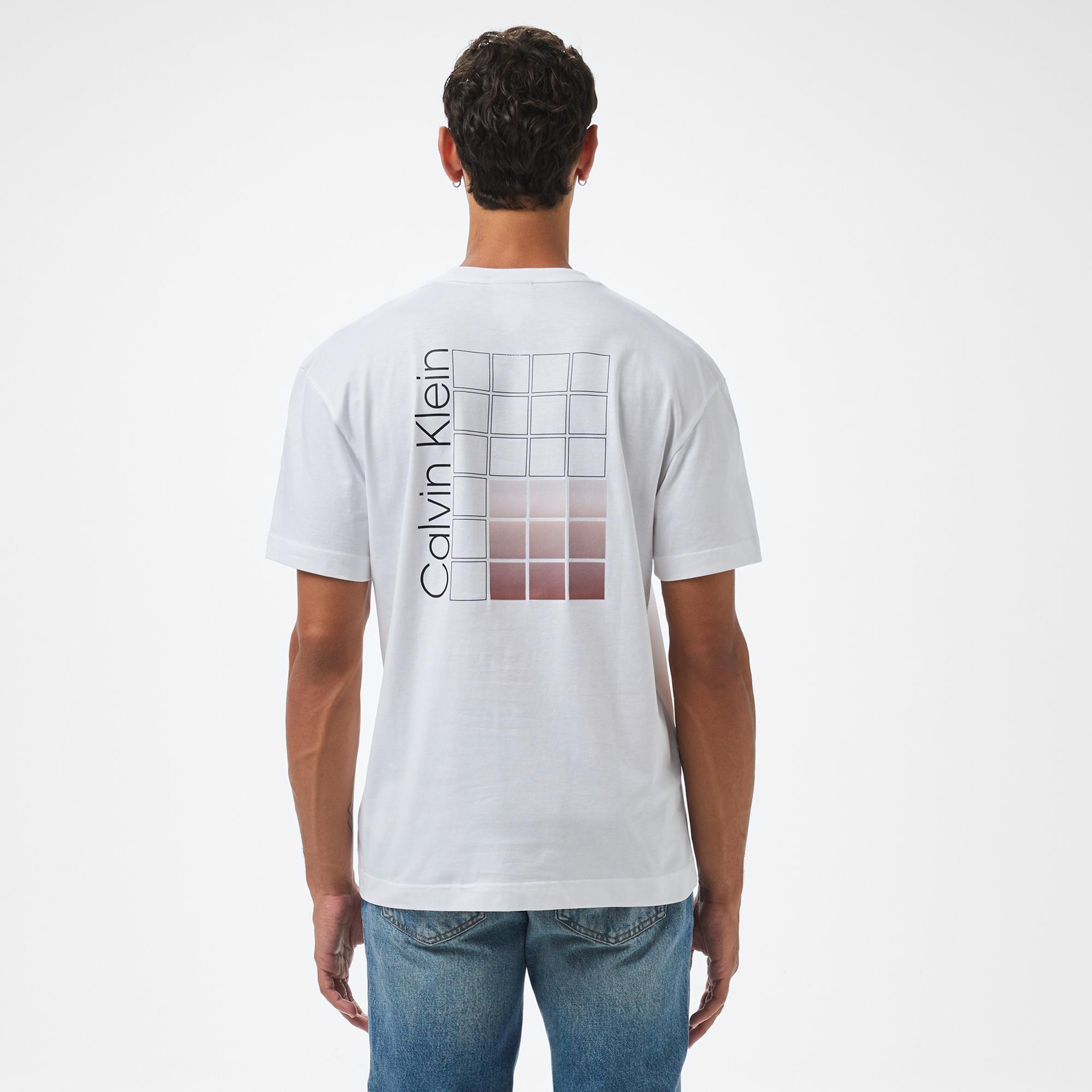 Calvin Klein Ombre Bonded Box Logo Erkek Beyaz T-Shirt