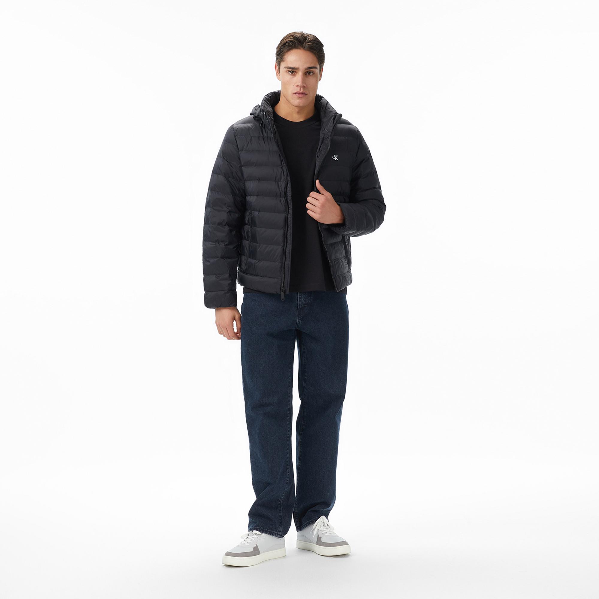 Calvin Klein Nylon Hooded Puffer Erkek Siyah Mont