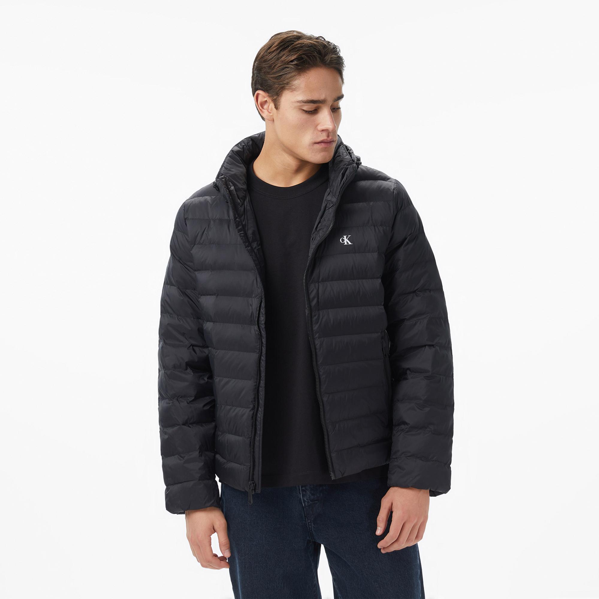 Calvin Klein Nylon Hooded Puffer Erkek Siyah Mont