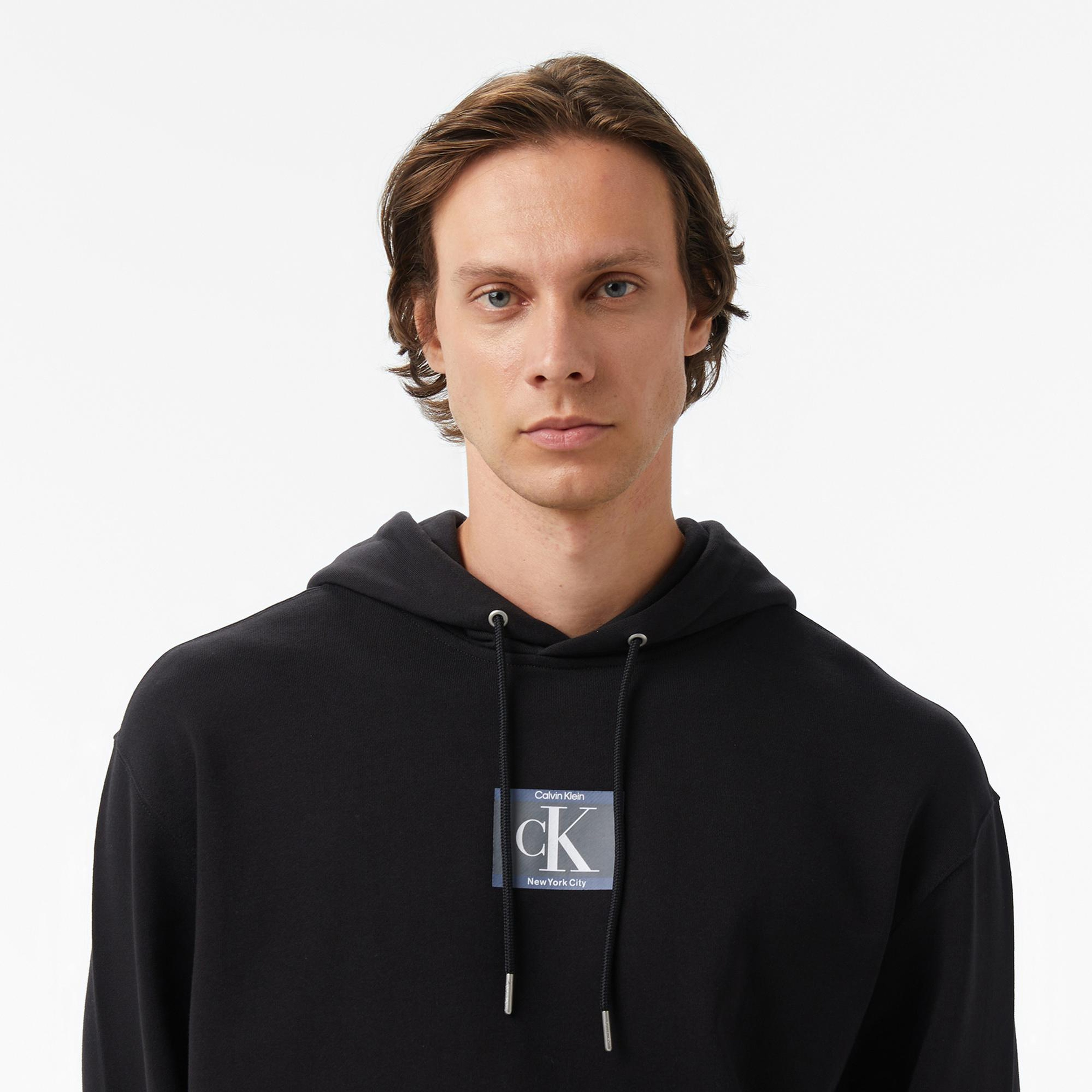 Calvin Klein Terry Box Graphic Erkek Siyah Sweatshirt