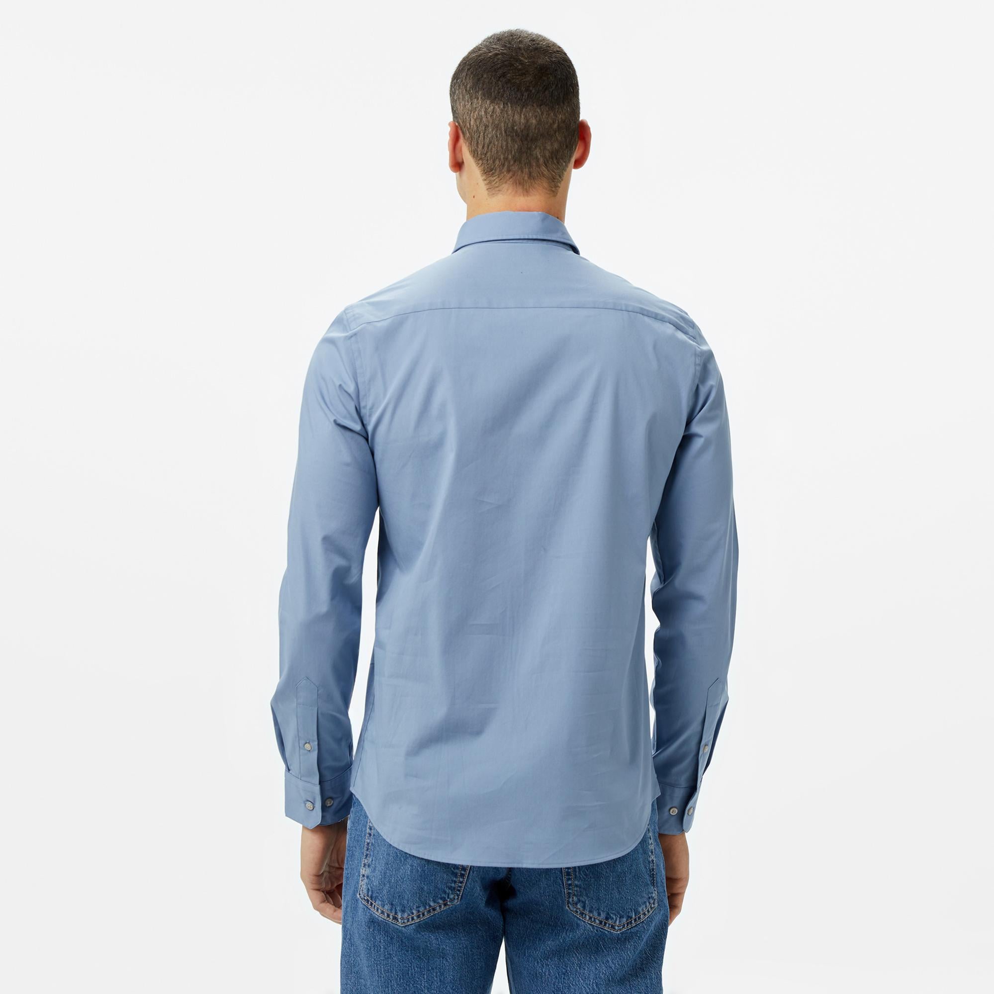 Calvin Klein Poplin Stretch Slim Erkek Mavi Gömlek