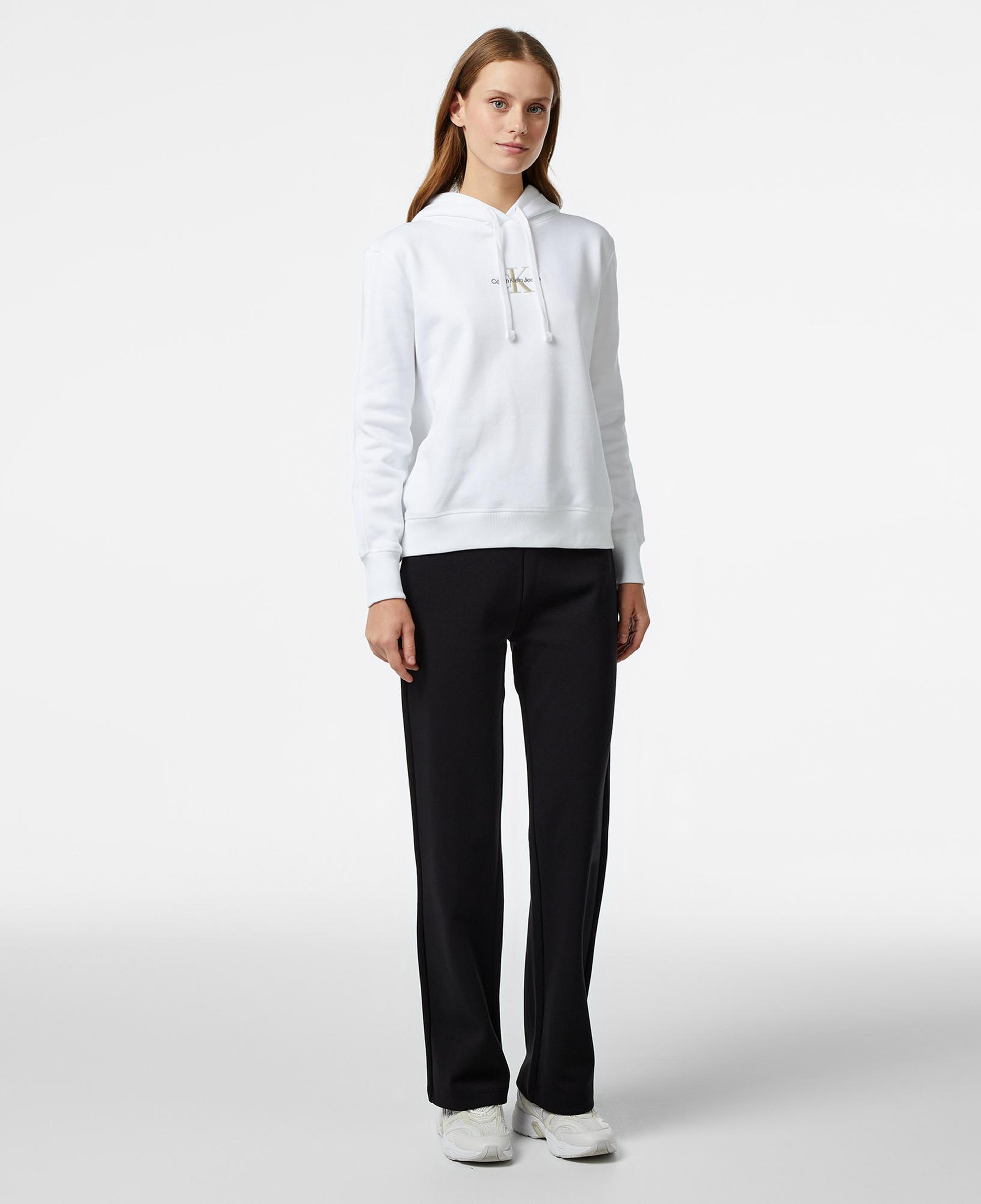 Calvin Klein Jeans Monologo Regular Kadın Beyaz Hoodie