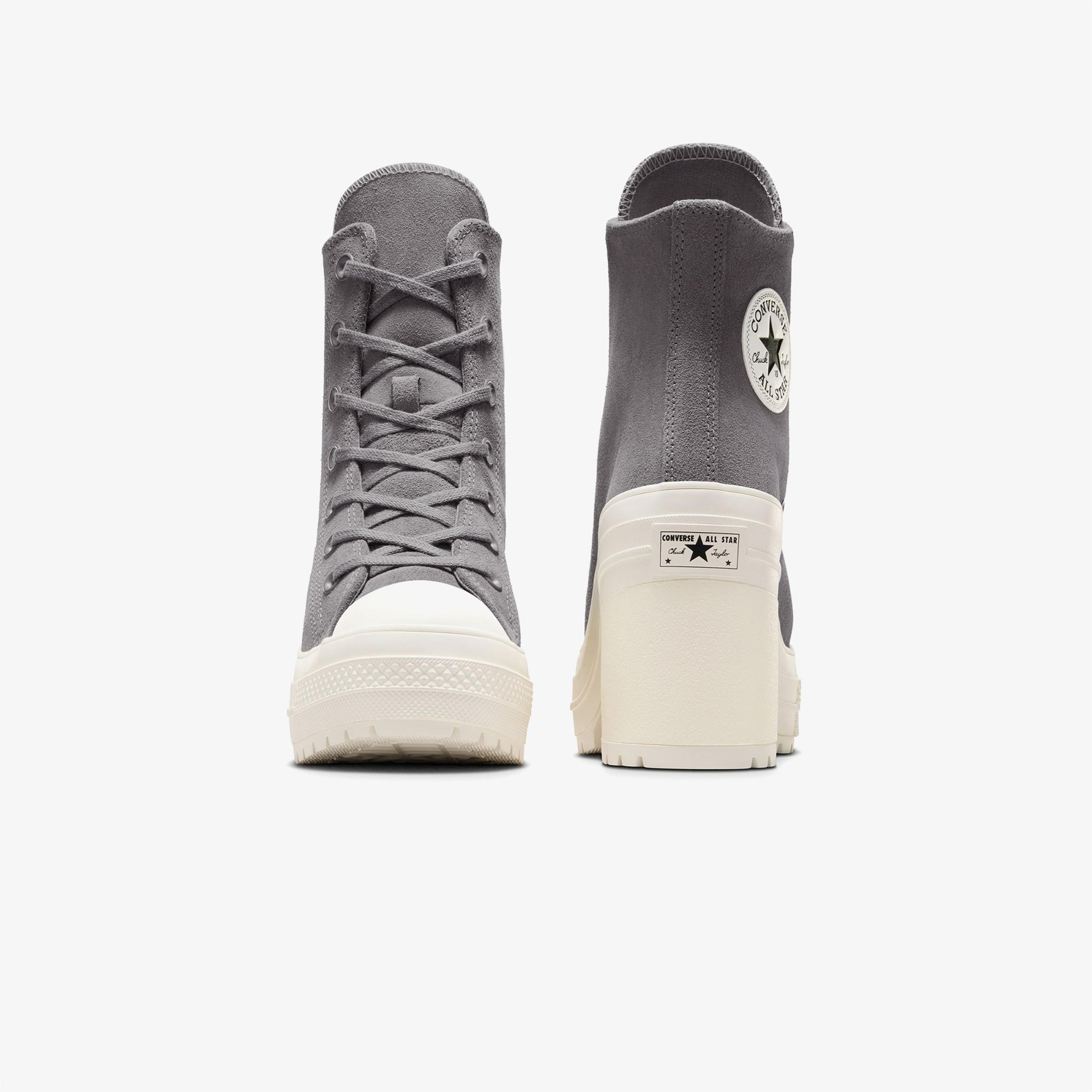 Converse Chuck 70 De Luxe Heel Unisex Gri Deri Platform Sneaker