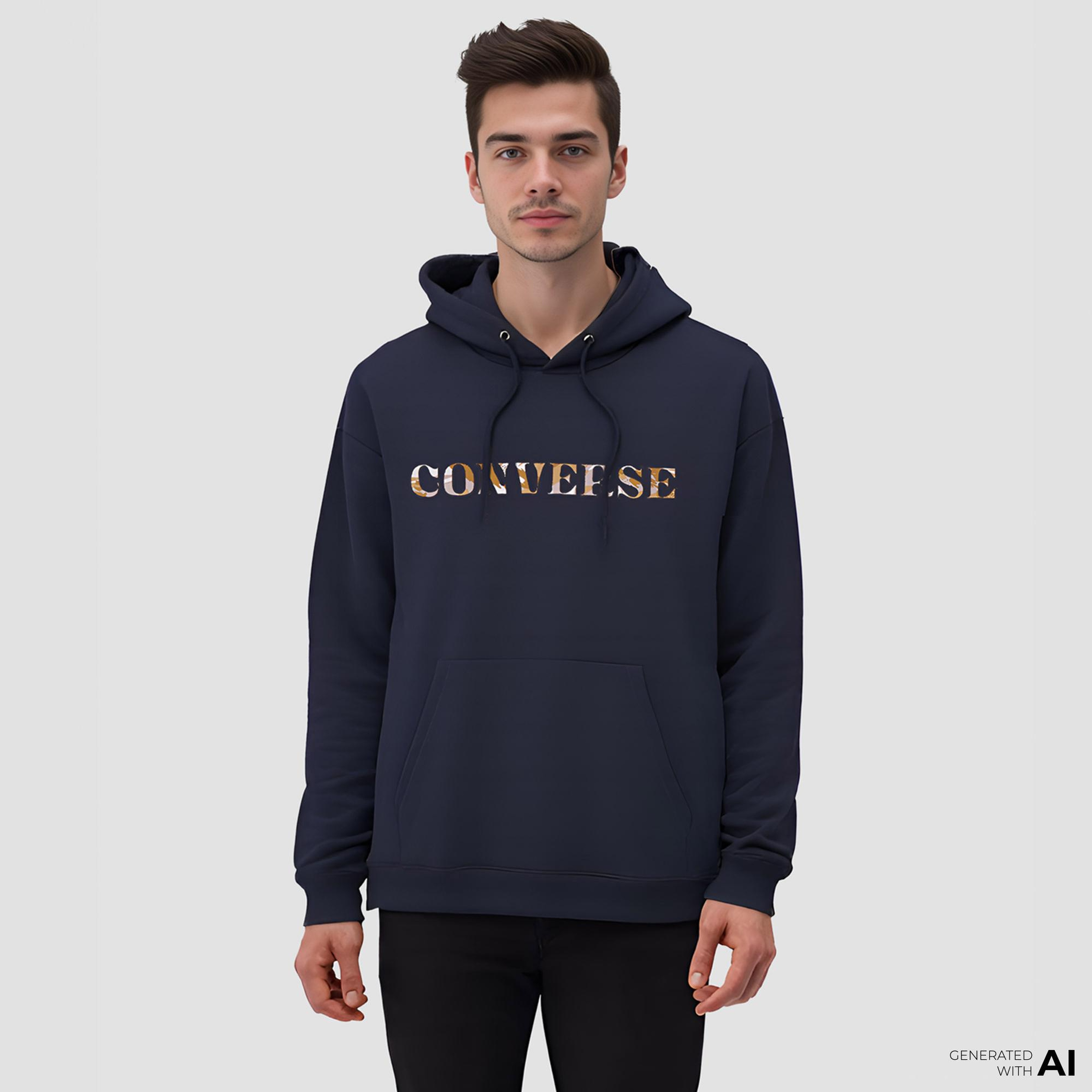 Converse Camo Desenli Erkek Lacivert Hoodie