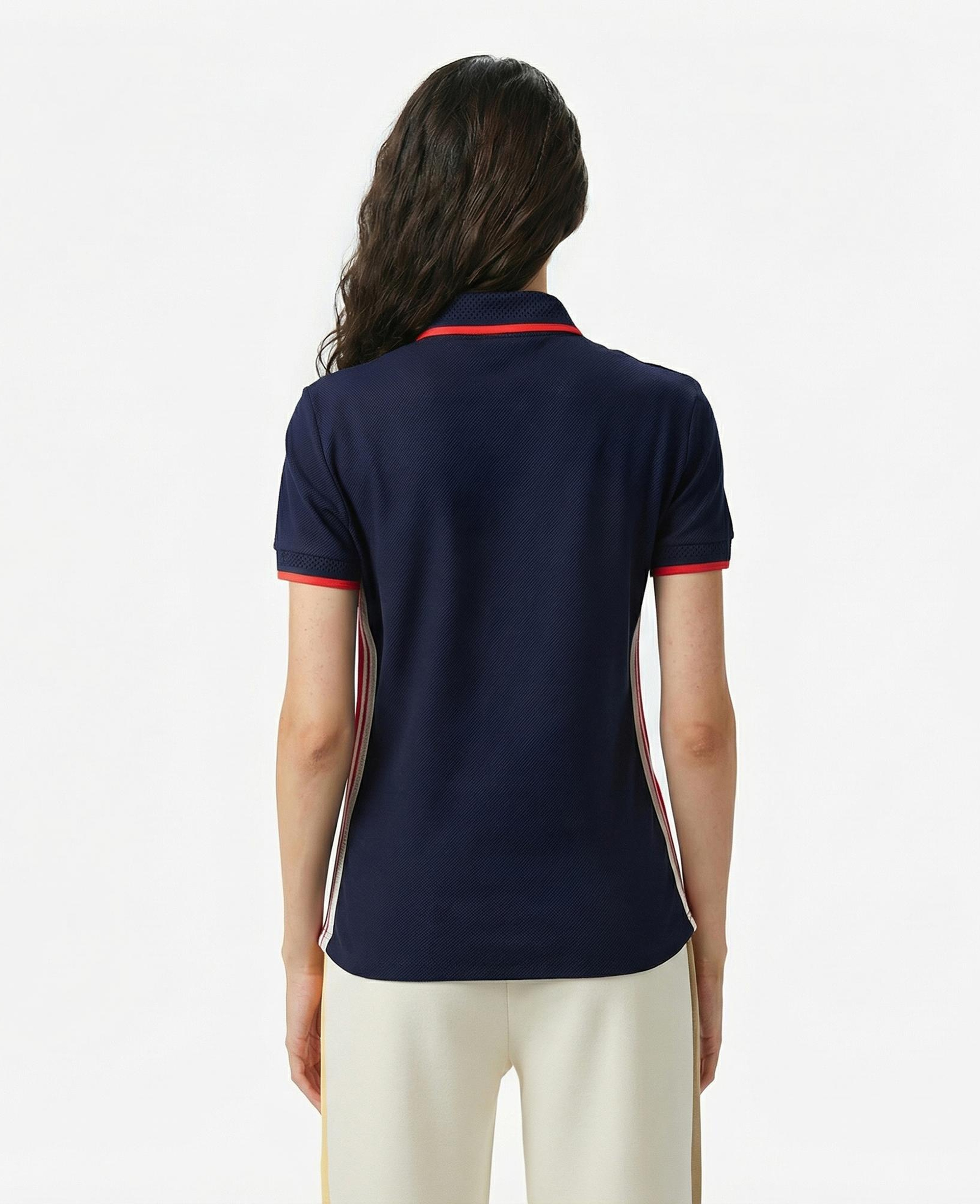 Lacoste Kadın Slim Fit Renk Bloklu Lacivert Polo