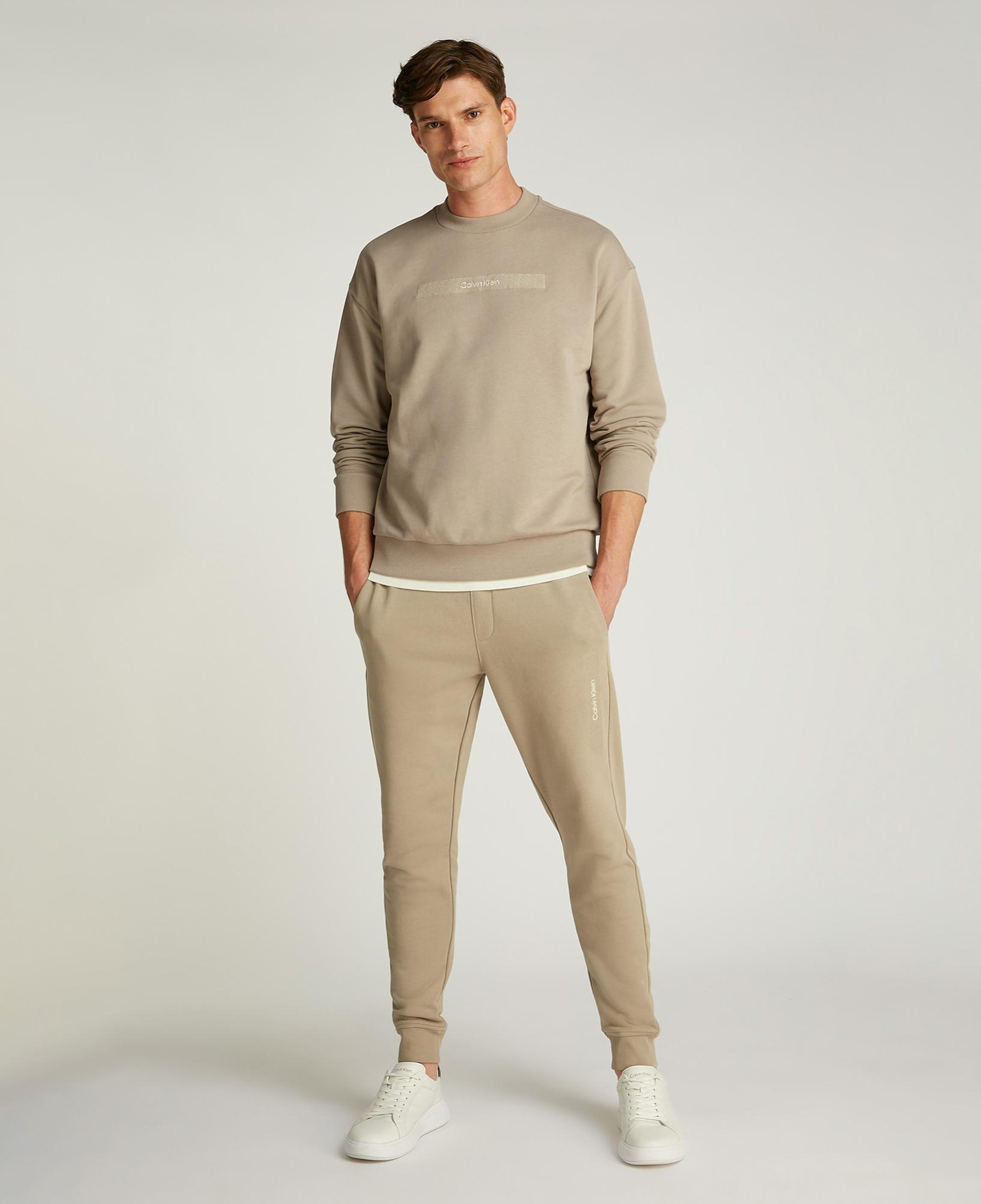 Calvin Klein Structured Embroidery Erkek Bej Sweatshirt