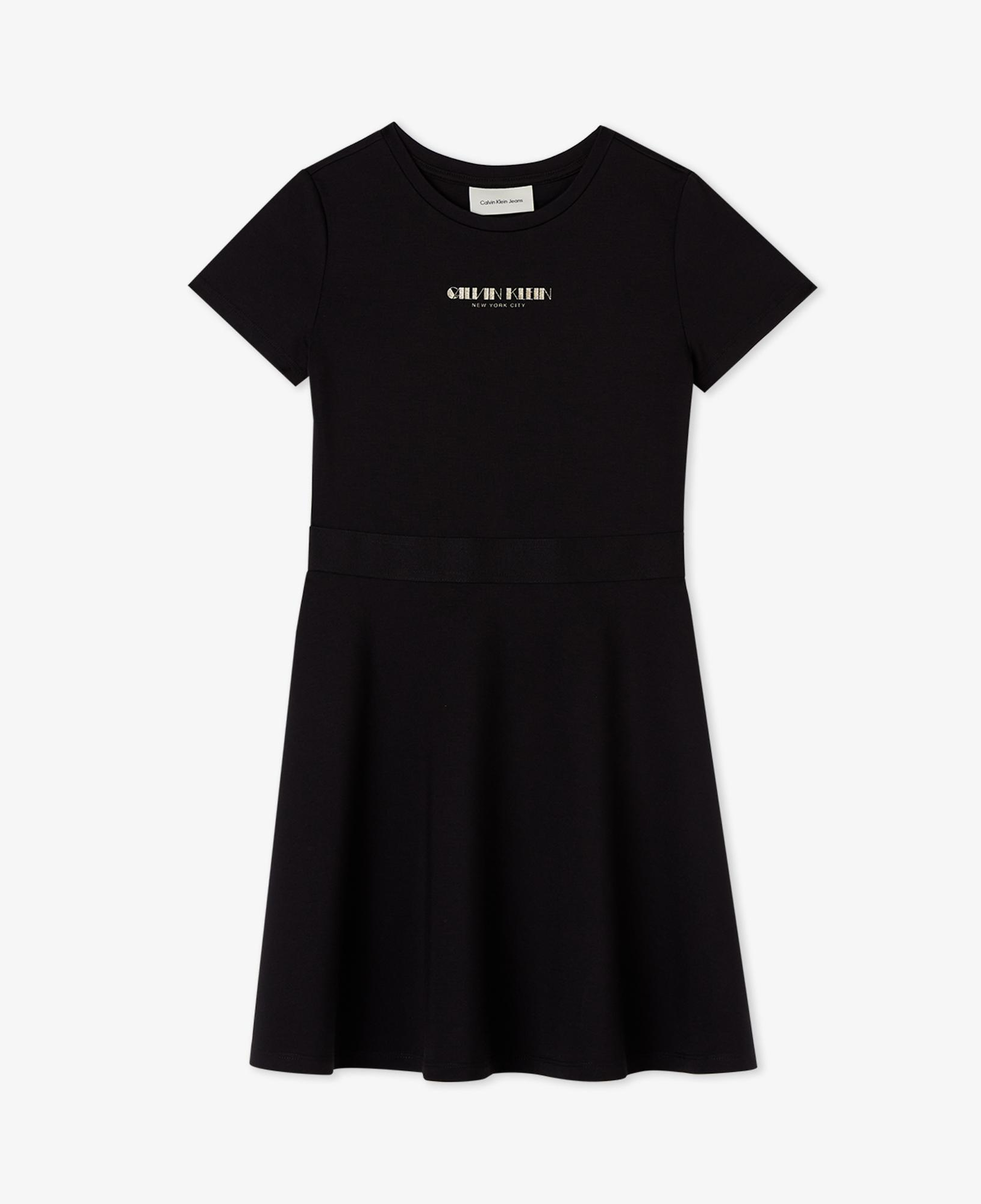 Calvin Klein Fit And Flare Punto Çocuk Siyah Elbise