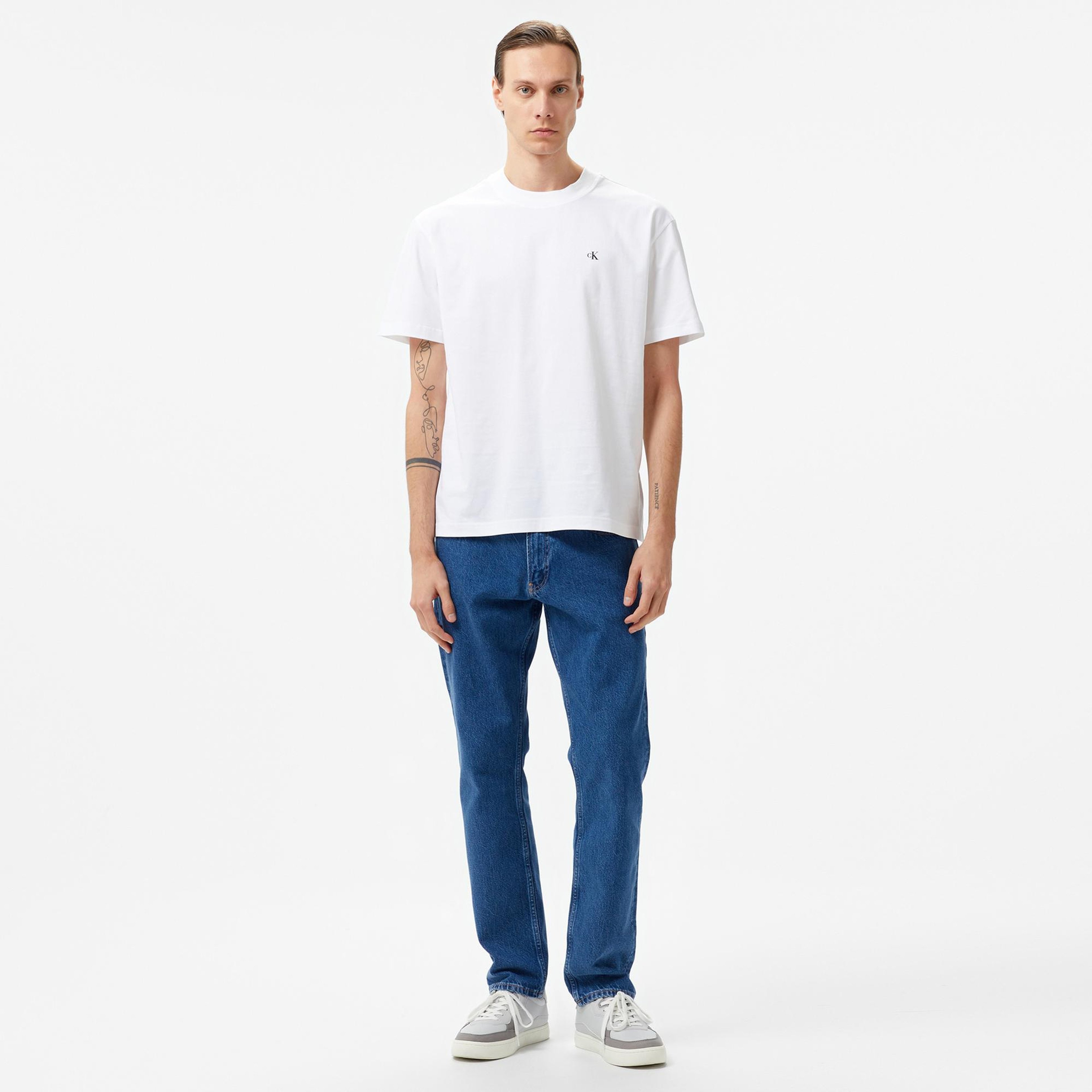 Calvin Klein Jeans Stamp Back Graphic Relaxed Erkek Beyaz T-Shirt