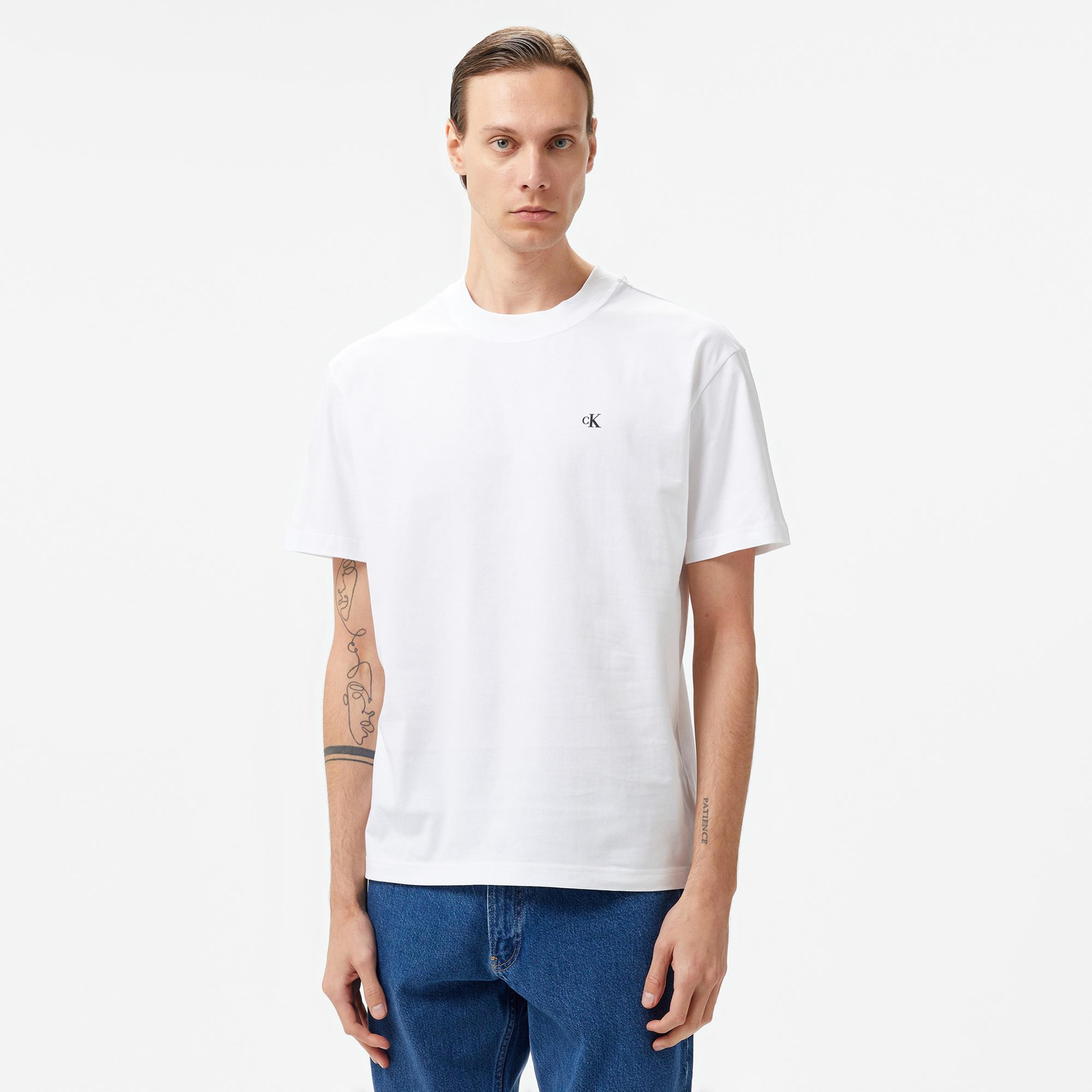Calvin Klein Jeans Stamp Back Graphic Relaxed Erkek Beyaz T-Shirt