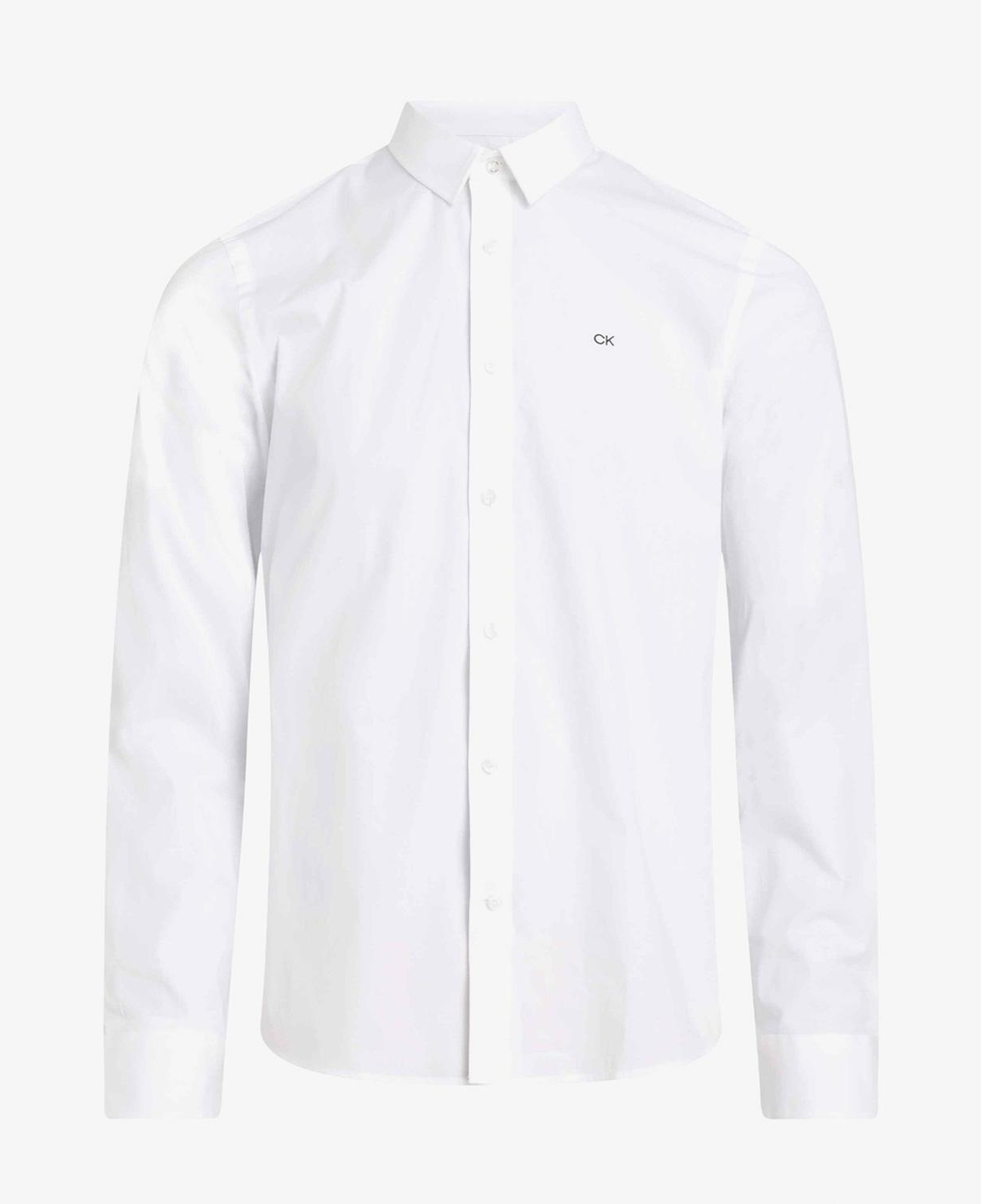 Calvin Klein Stretch Poplin Slim Erkek Beyaz Gömlek