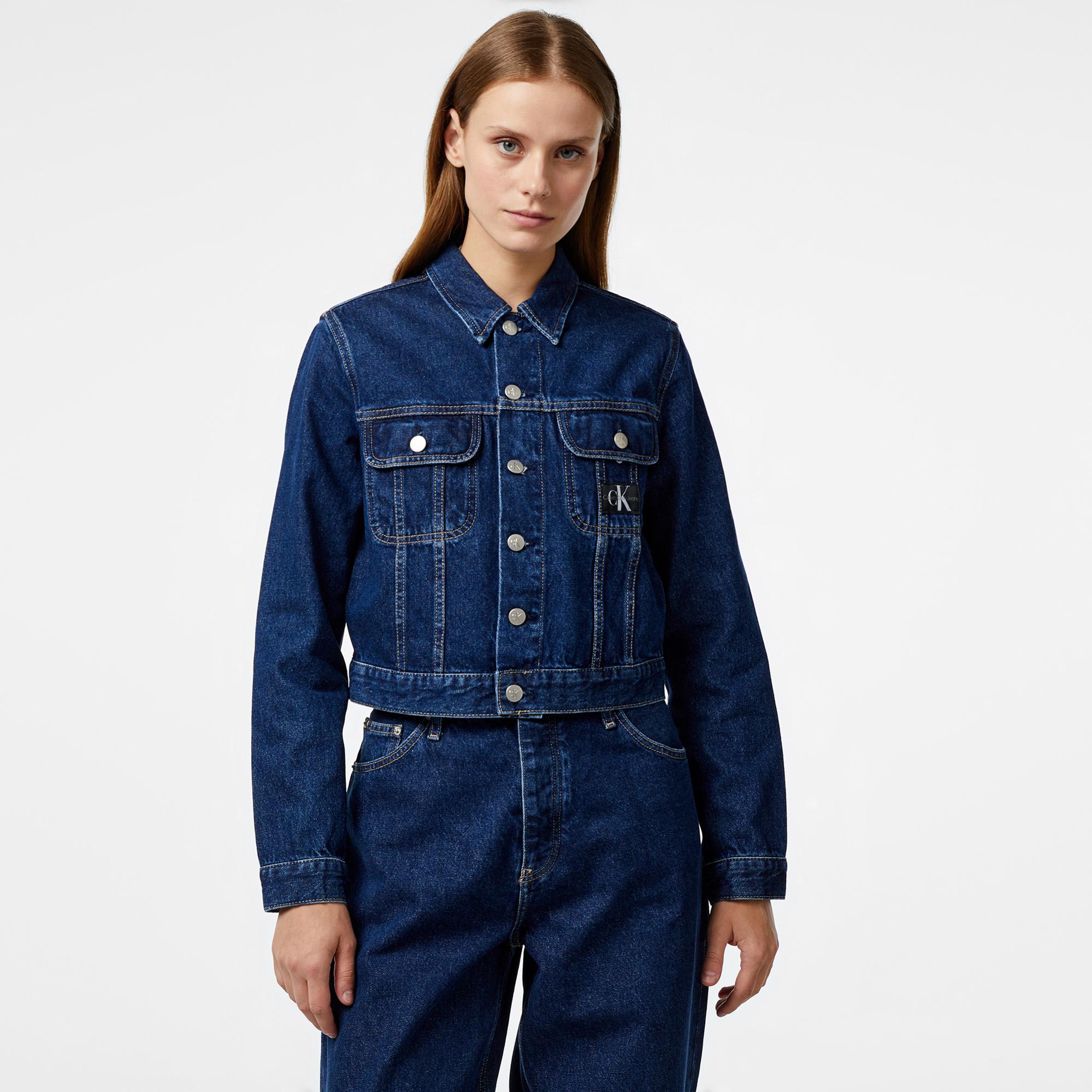 Calvin Klein Jeans Cropped 90's Kadın Mavi Kot Ceket