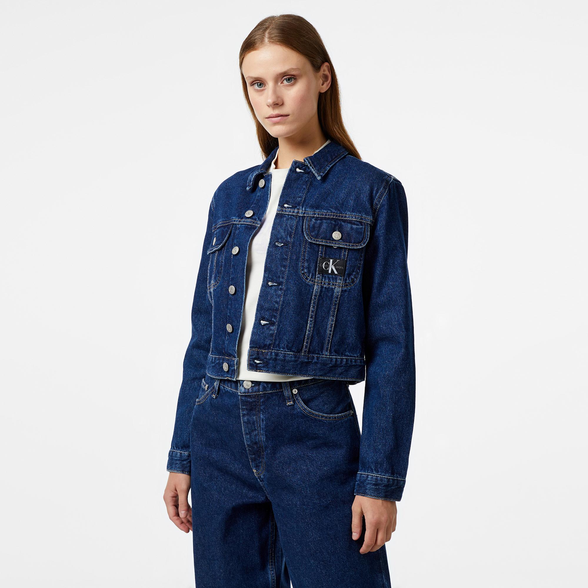 Calvin Klein Jeans Cropped 90's Kadın Mavi Kot Ceket