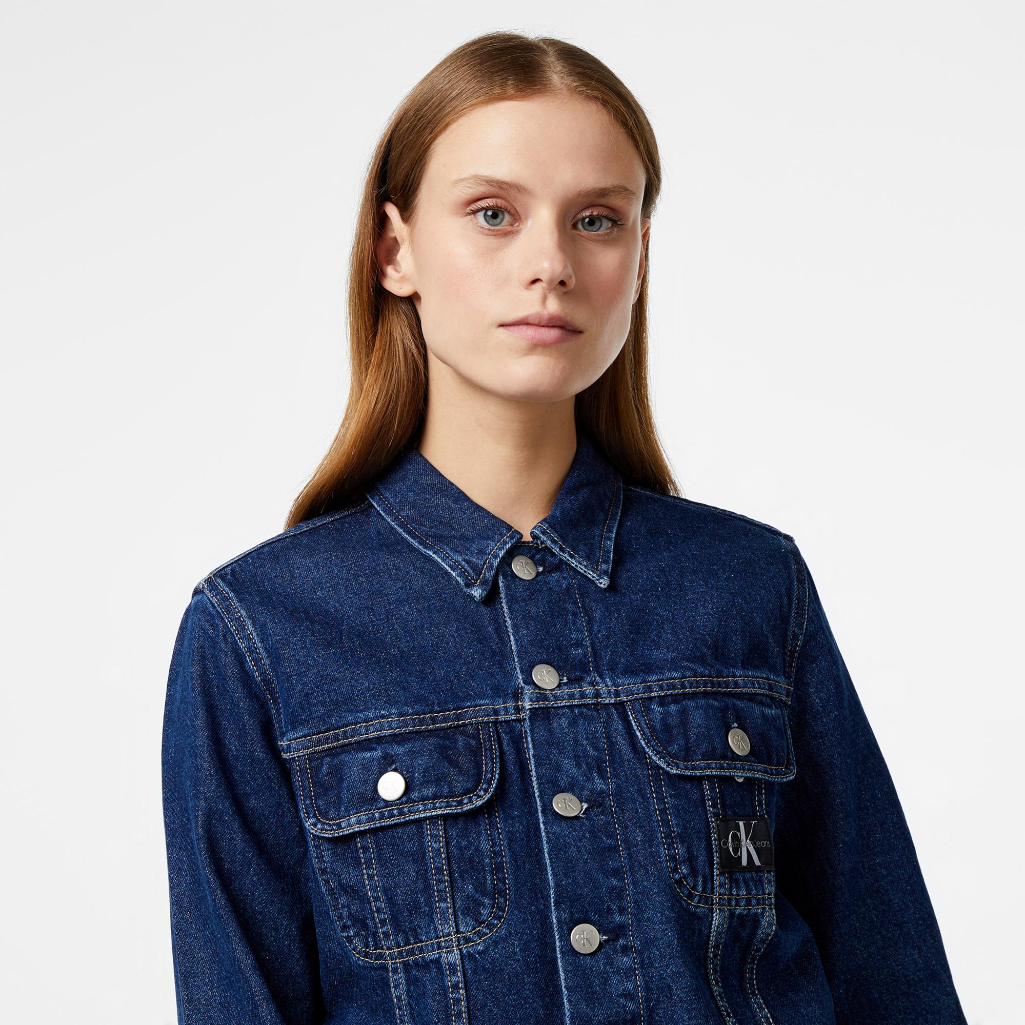 Calvin Klein Jeans Cropped 90's Kadın Mavi Kot Ceket