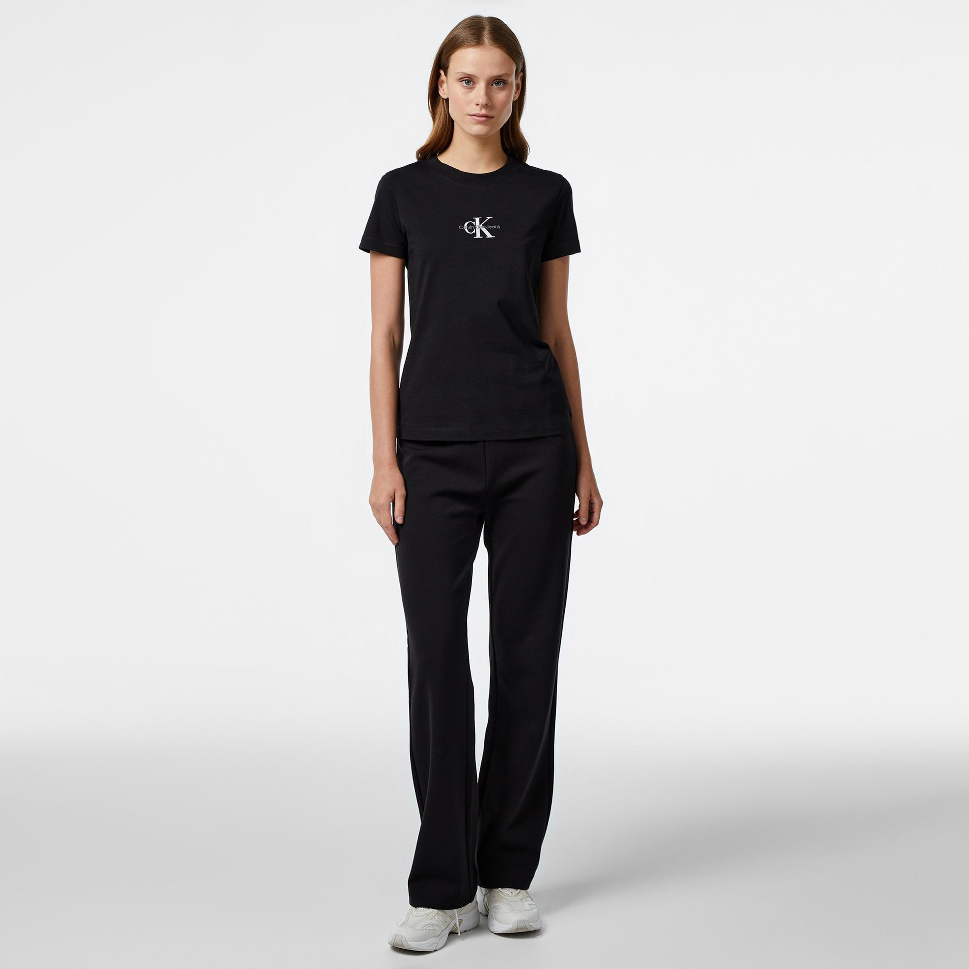 Calvin Klein Jeans Monologo Slim Kadın Siyah T-Shirt