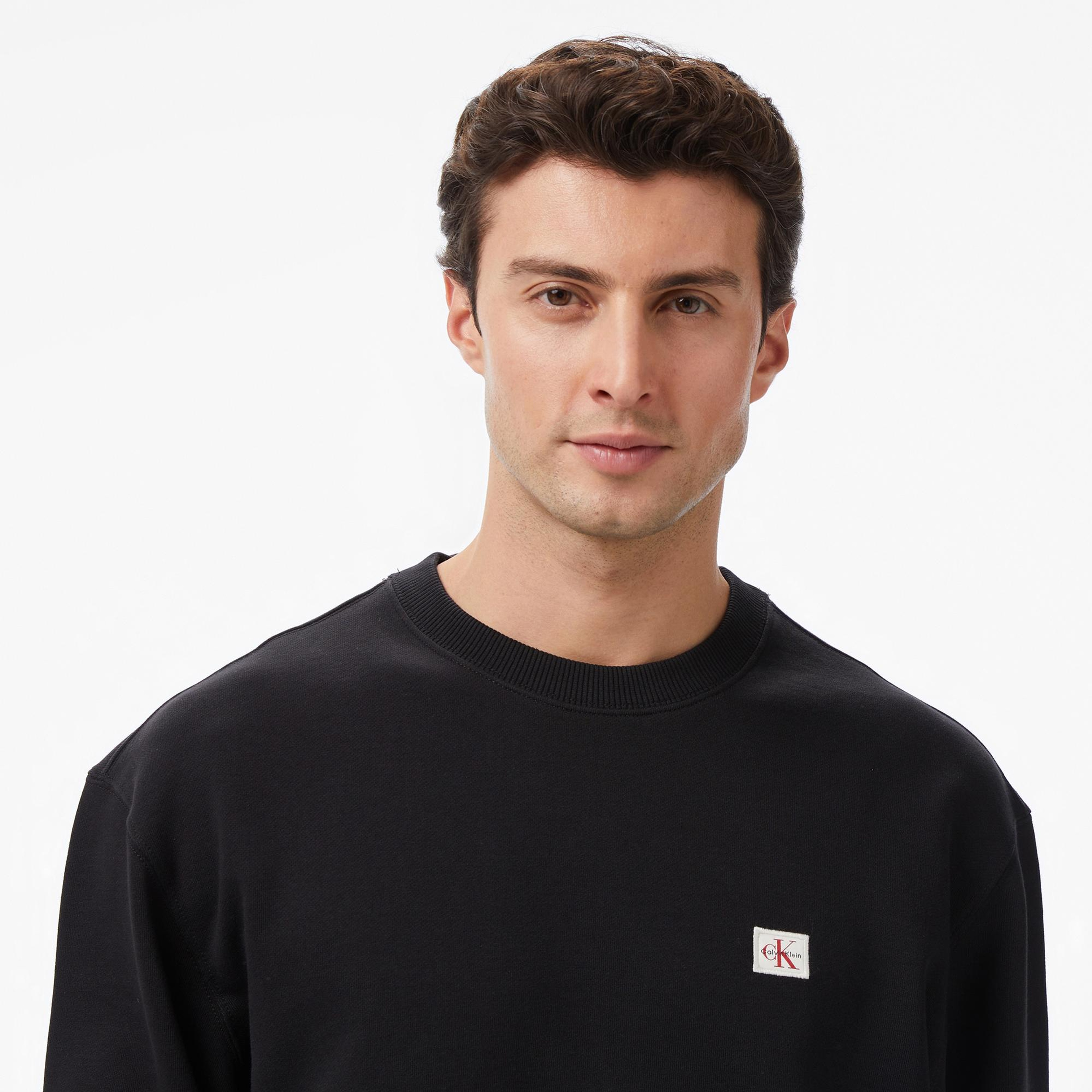 Calvin Klein Terry Badge Erkek Siyah Sweatshirt