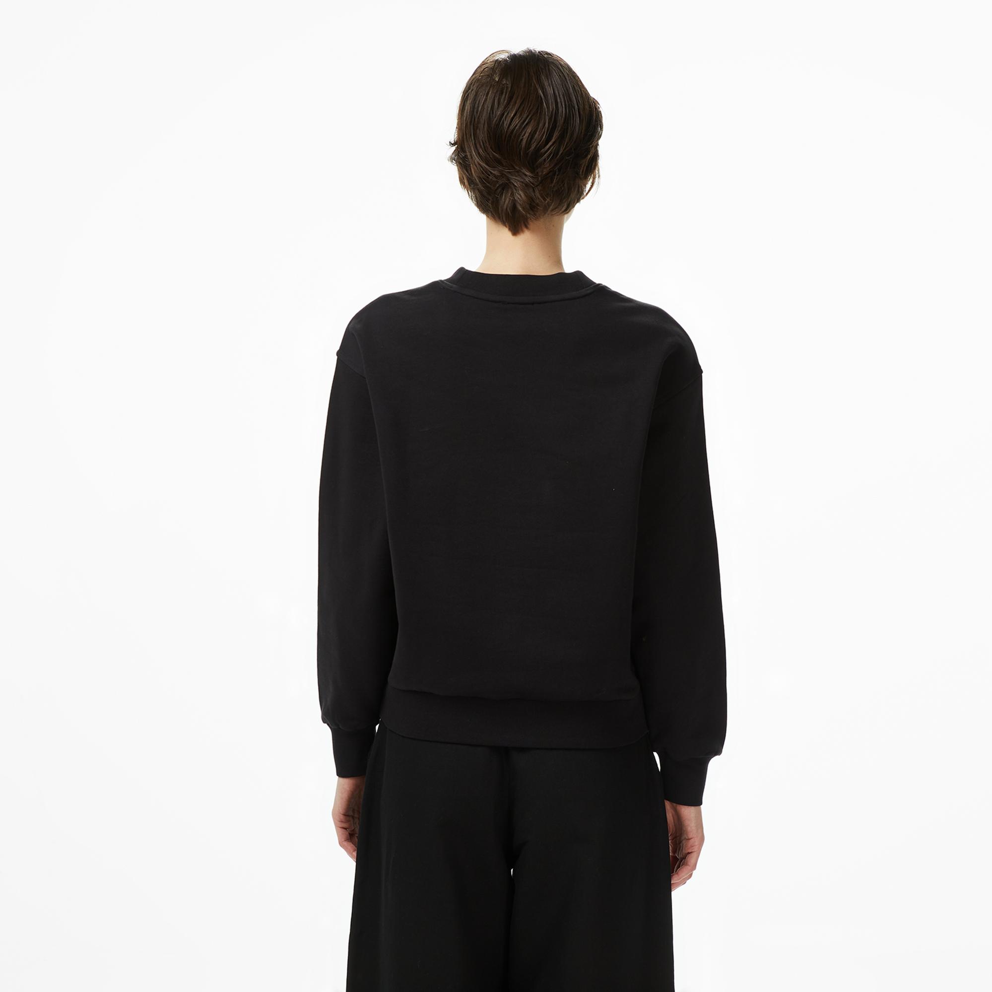 Calvin Klein Badge Logo Terry Crew Kadın Siyah Sweatshirt