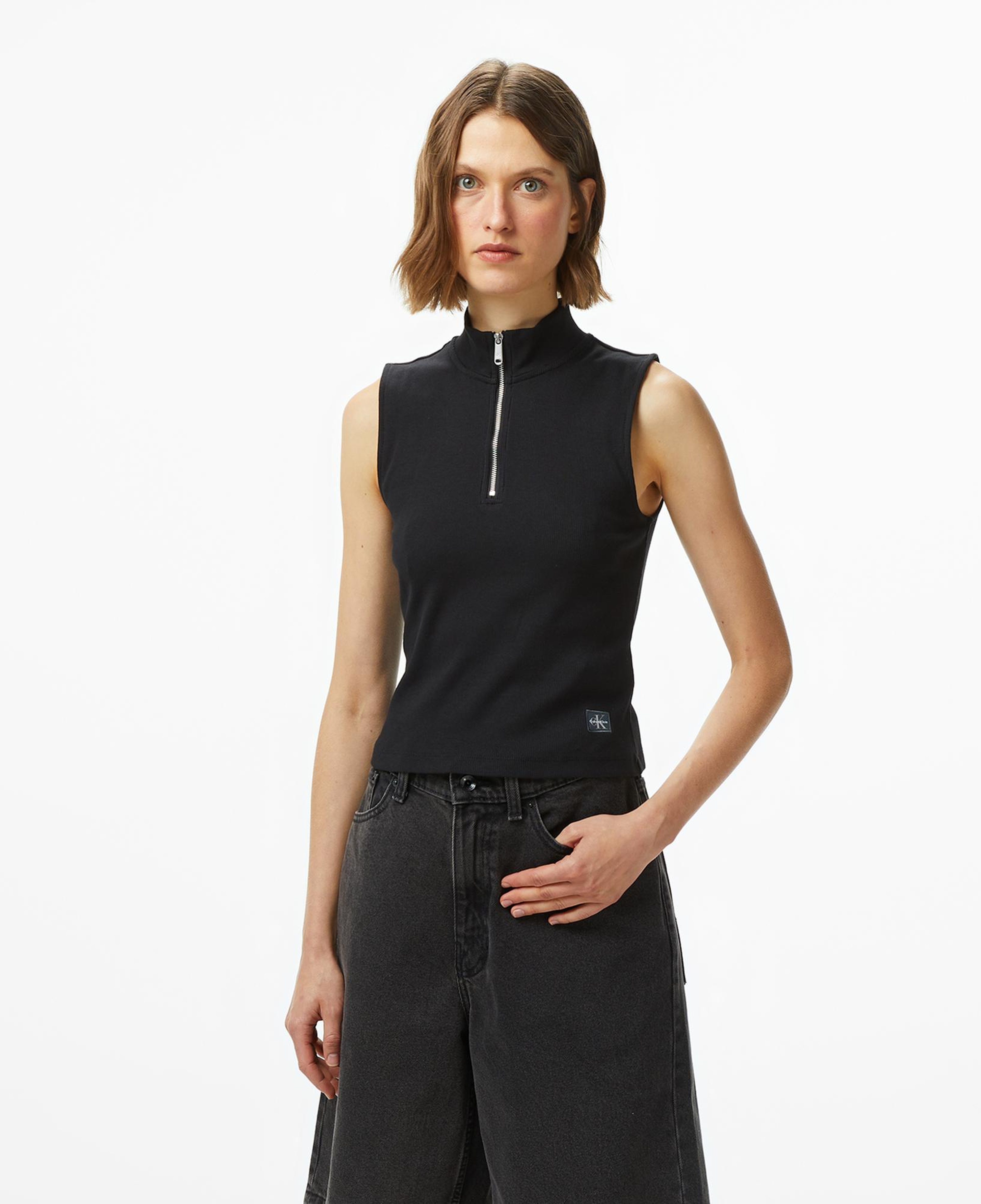 Calvin Klein Woven Label Kadın Siyah T-Shirt