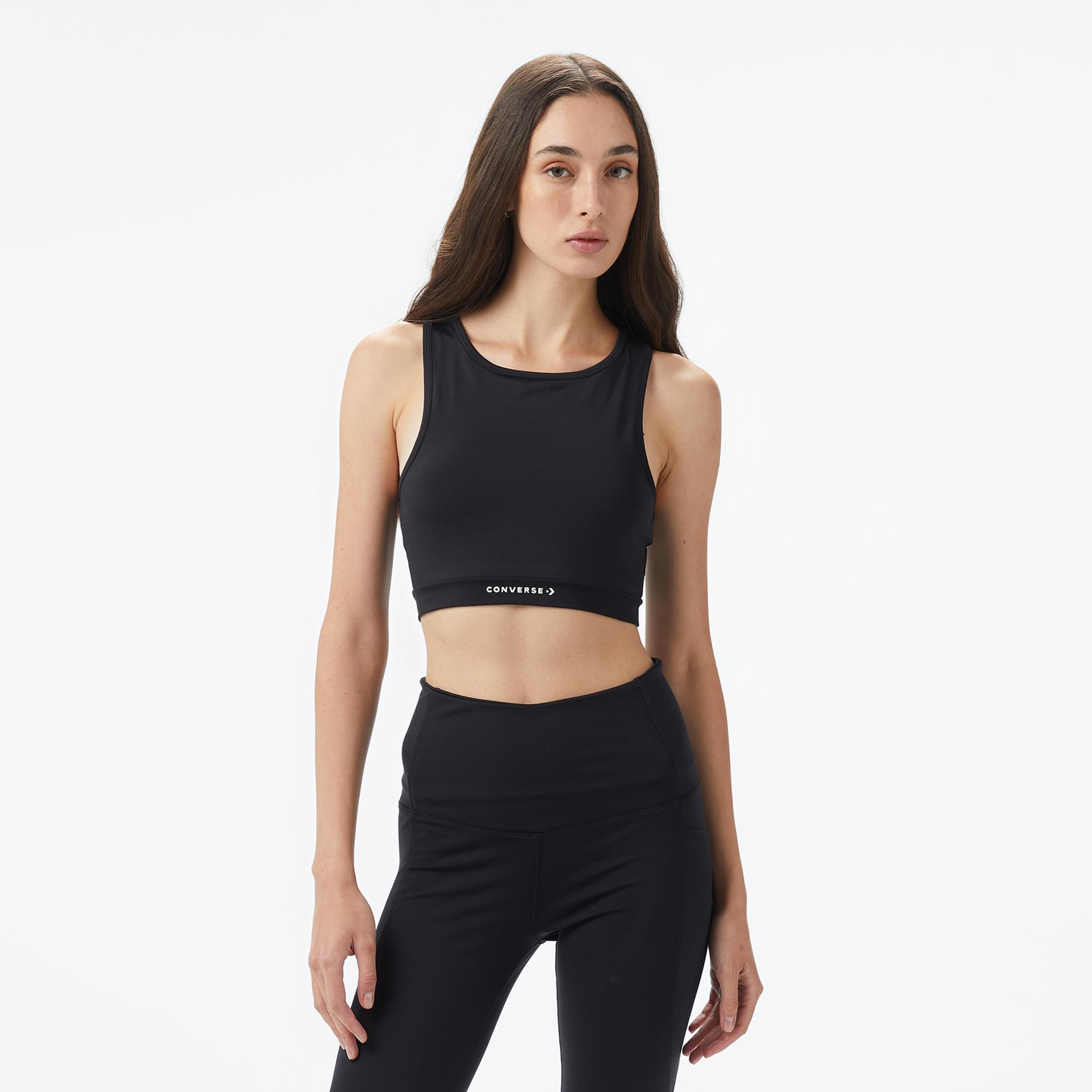 Converse Star Chevron Baskılı Kadın Siyah T-Shirt