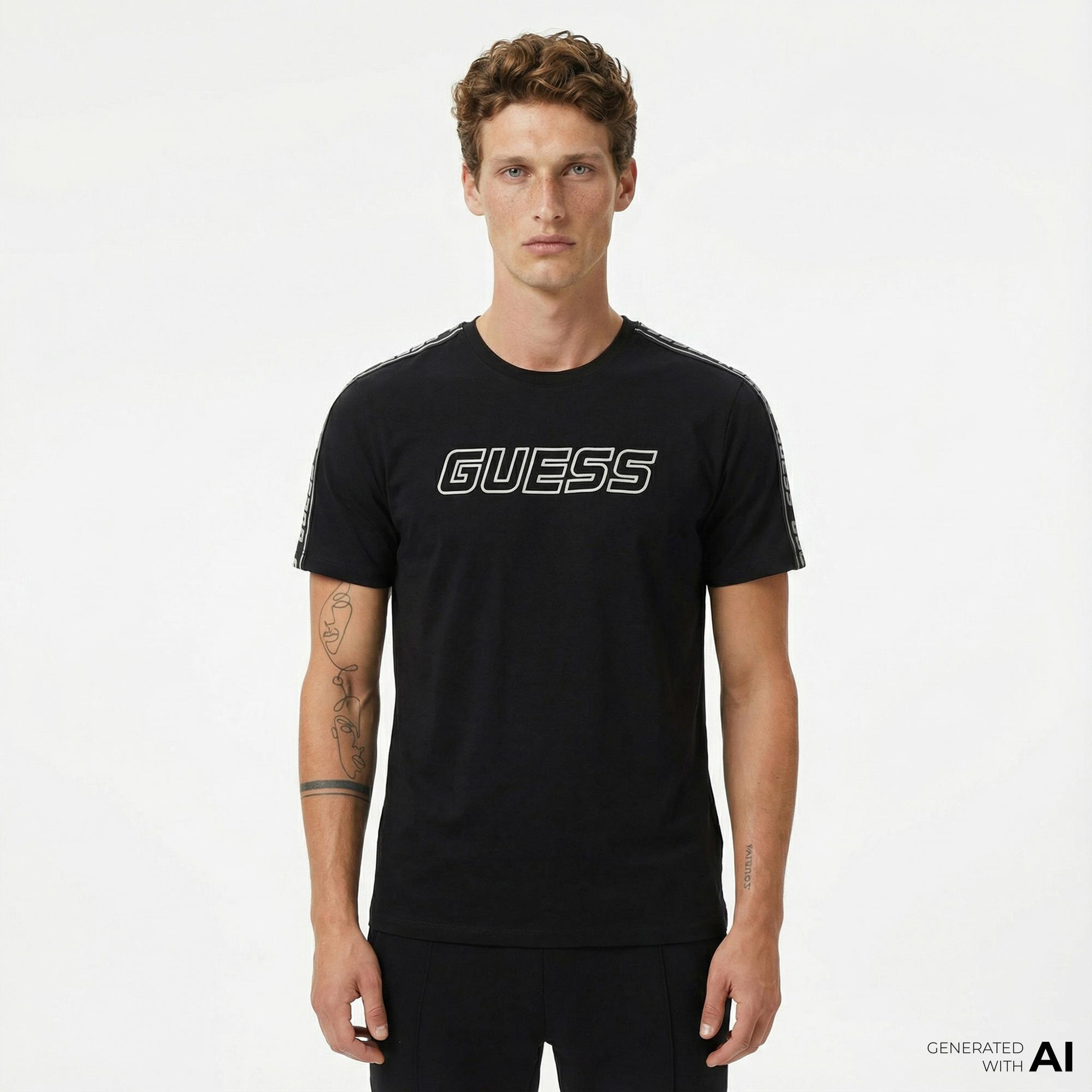 Guess Arlo Erkek Siyah T-Shirt