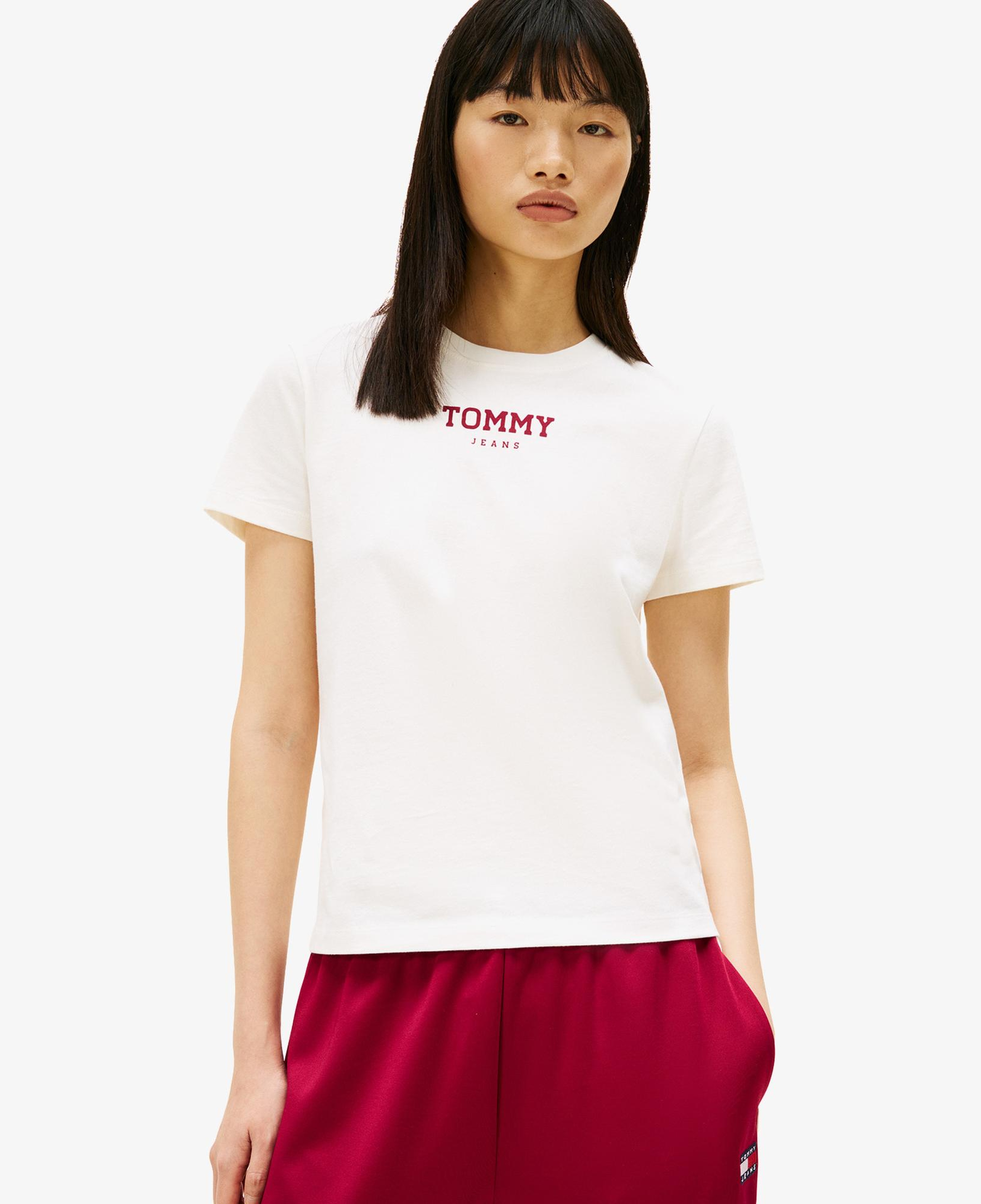 Tommy Hilfiger Essential Logo Kadın Beyaz T-Shirt