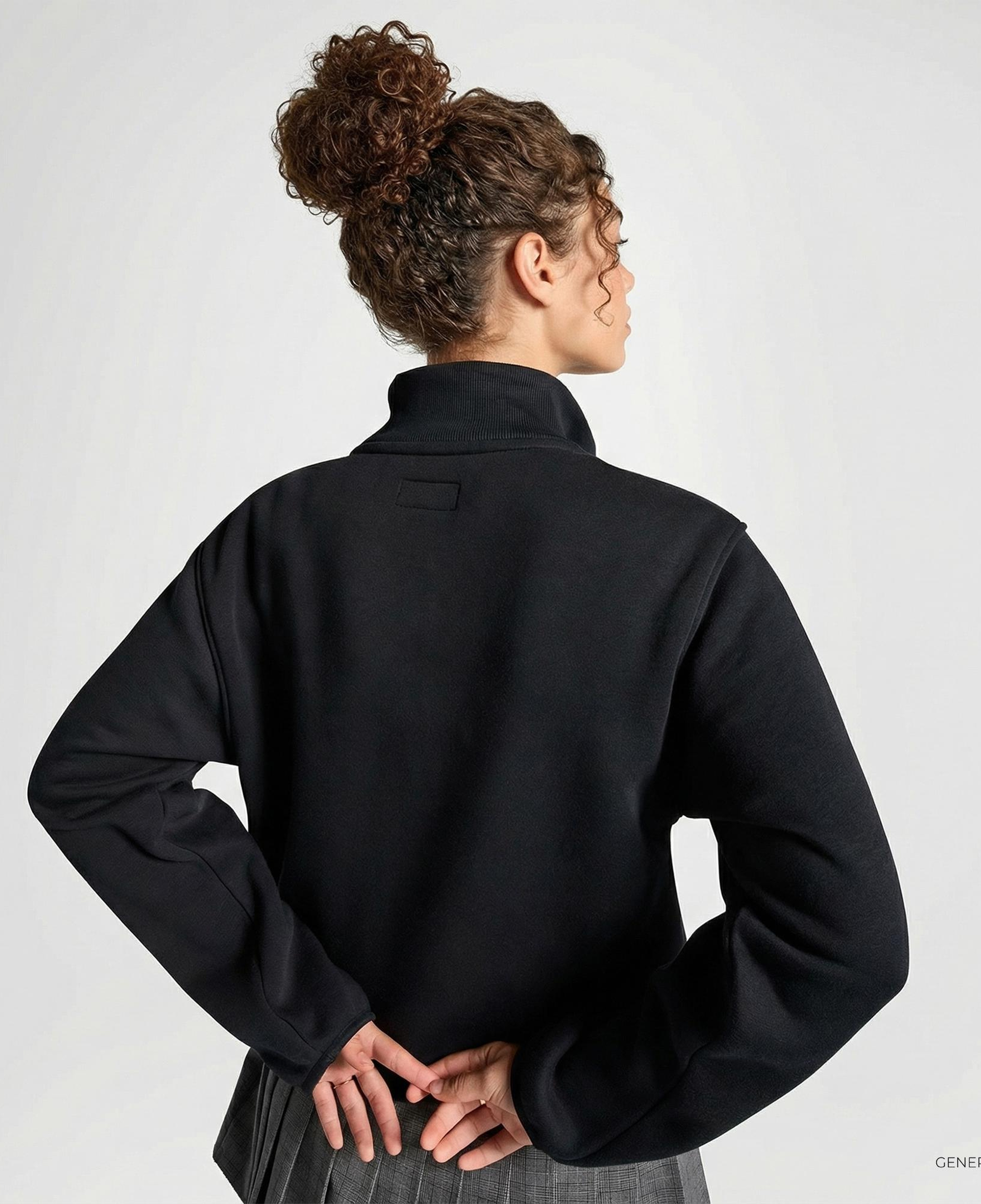 Converse Kadın Yarım Fermuarlı Siyah Sweatshirt